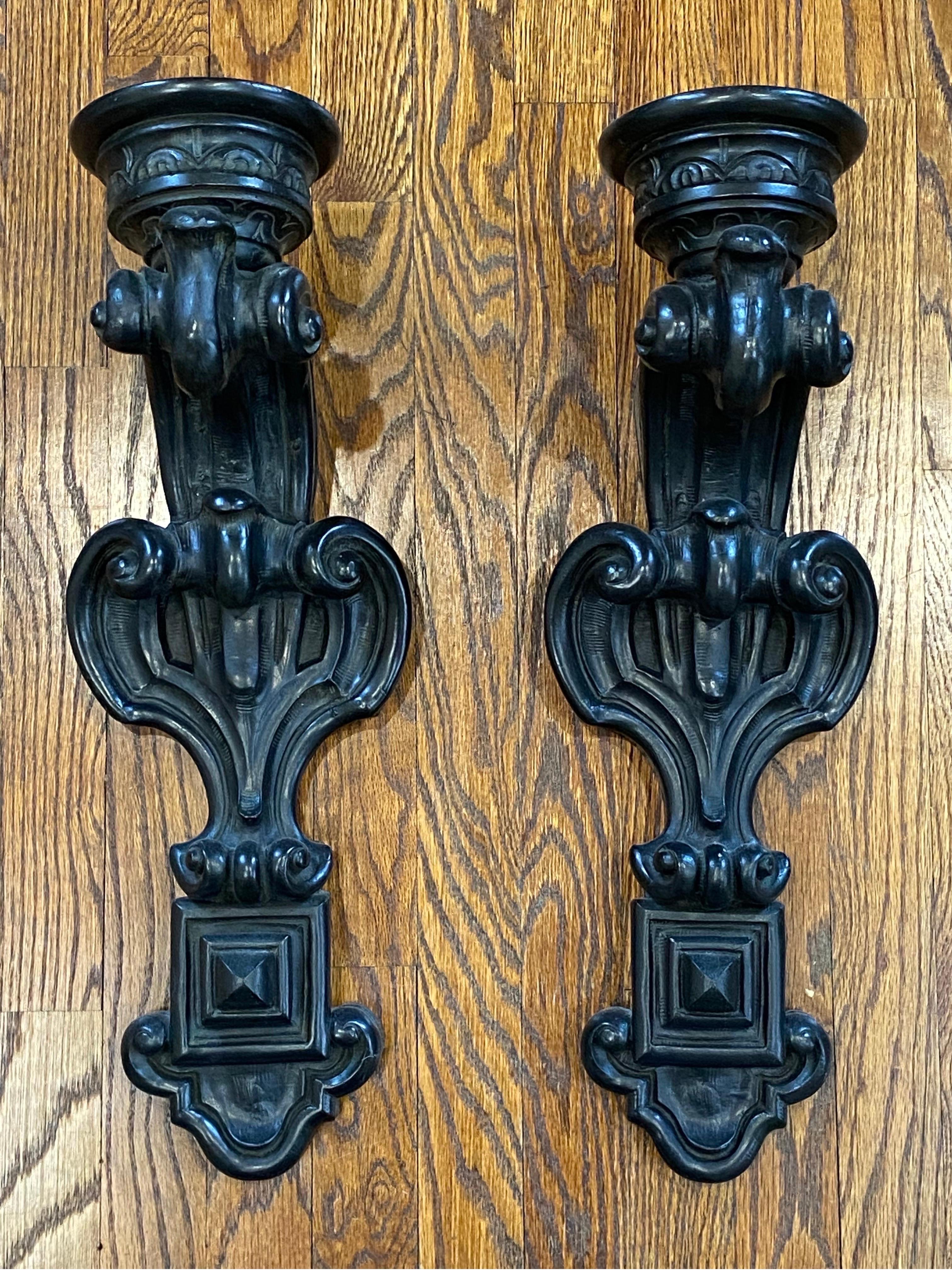 Baroque Style Pair of Candle Holder Sconces For Sale 13