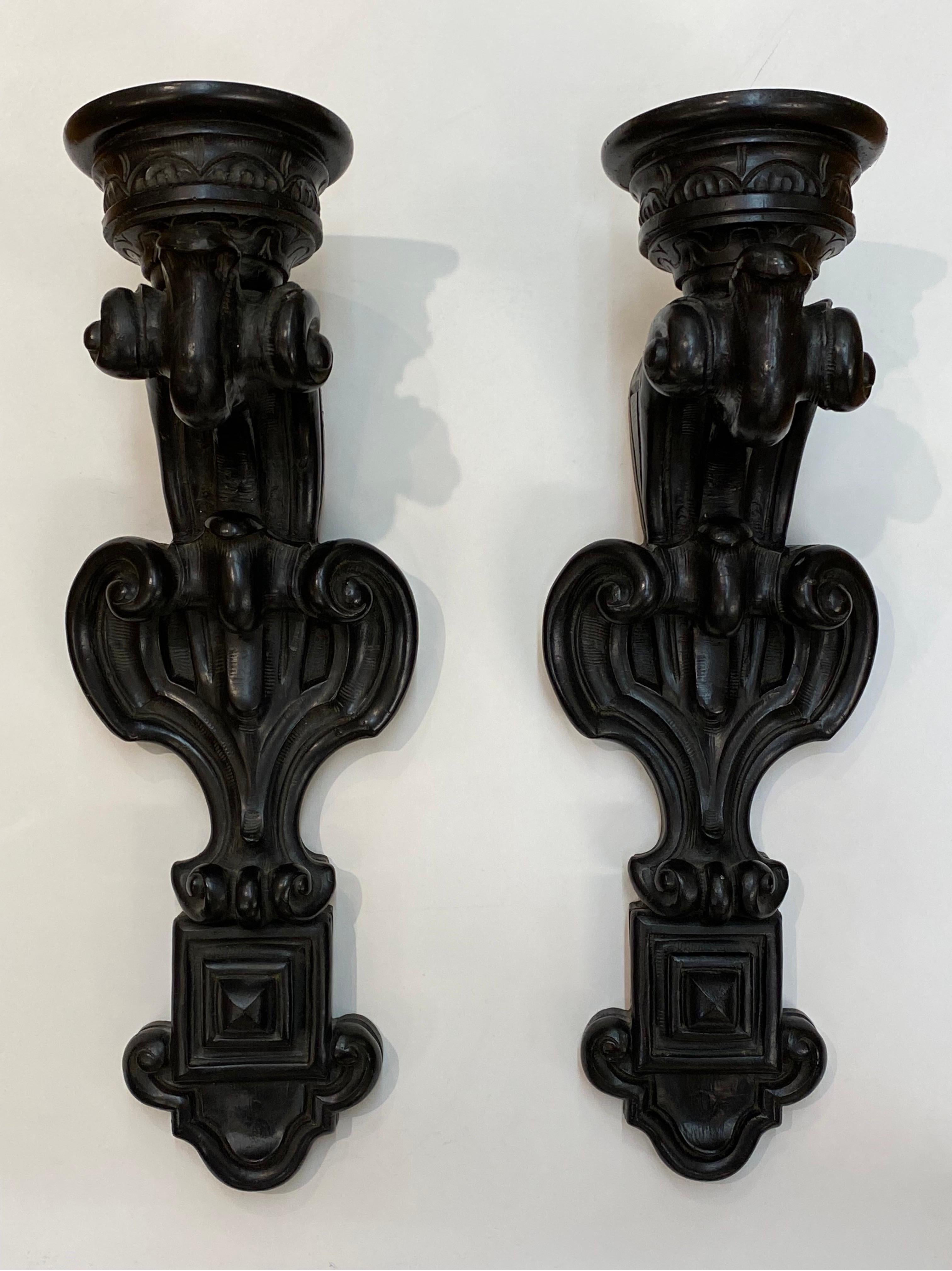 American Baroque Style Pair of Candle Holder Sconces For Sale