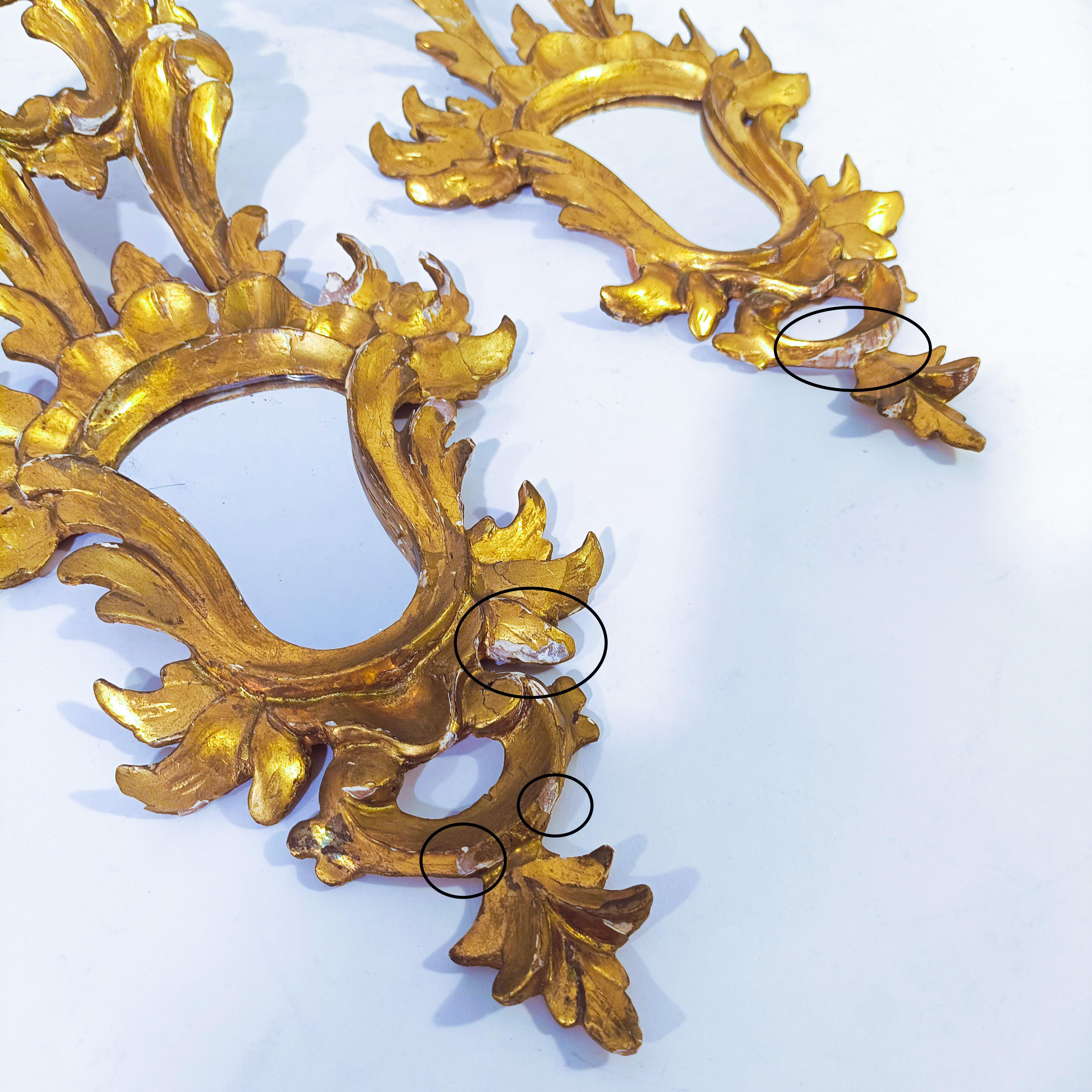Baroque style. Pair of gilded cornucopia mirrors, France, 1920s For Sale 3