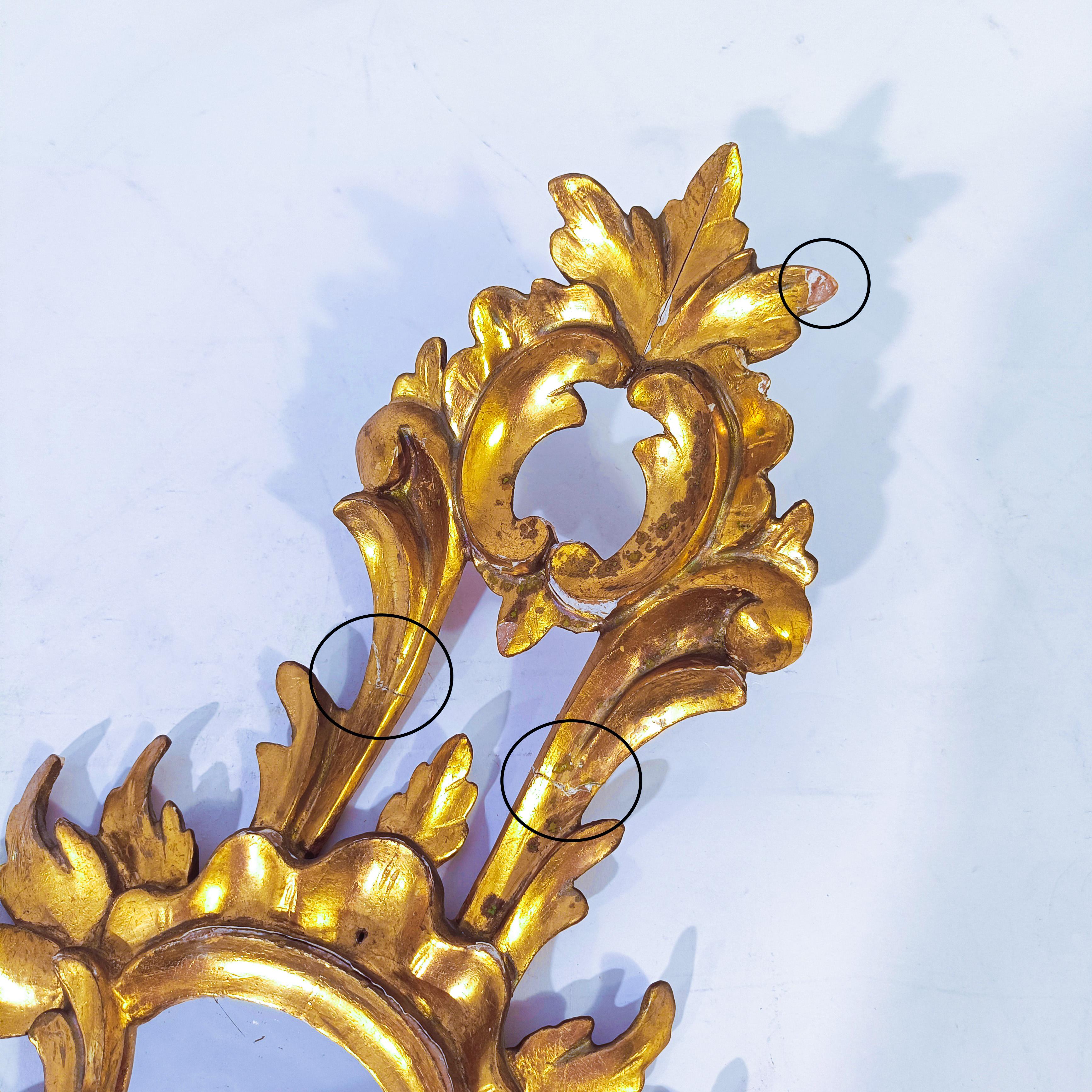 Baroque style. Pair of gilded cornucopia mirrors, France, 1920s For Sale 4