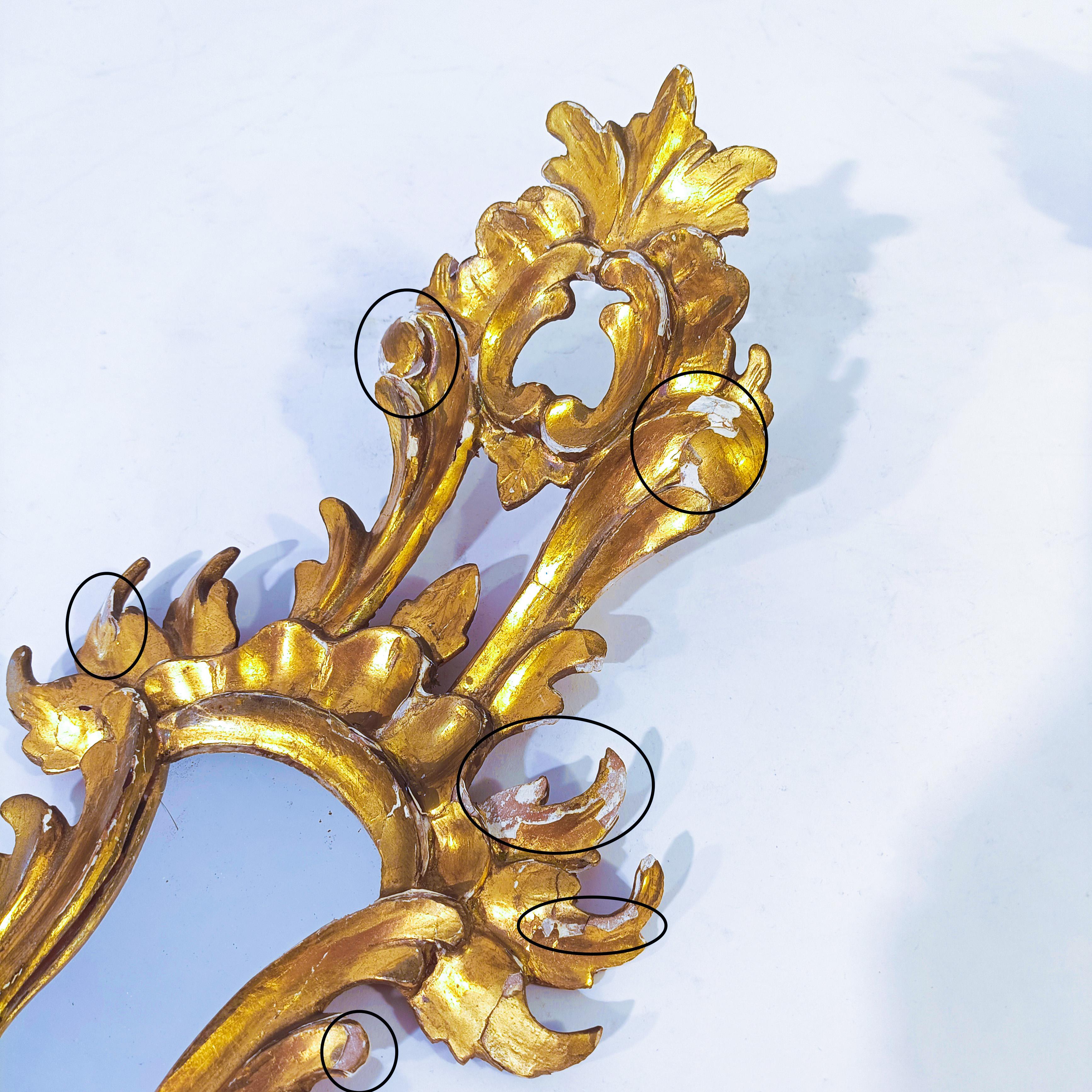Baroque style. Pair of gilded cornucopia mirrors, France, 1920s For Sale 5