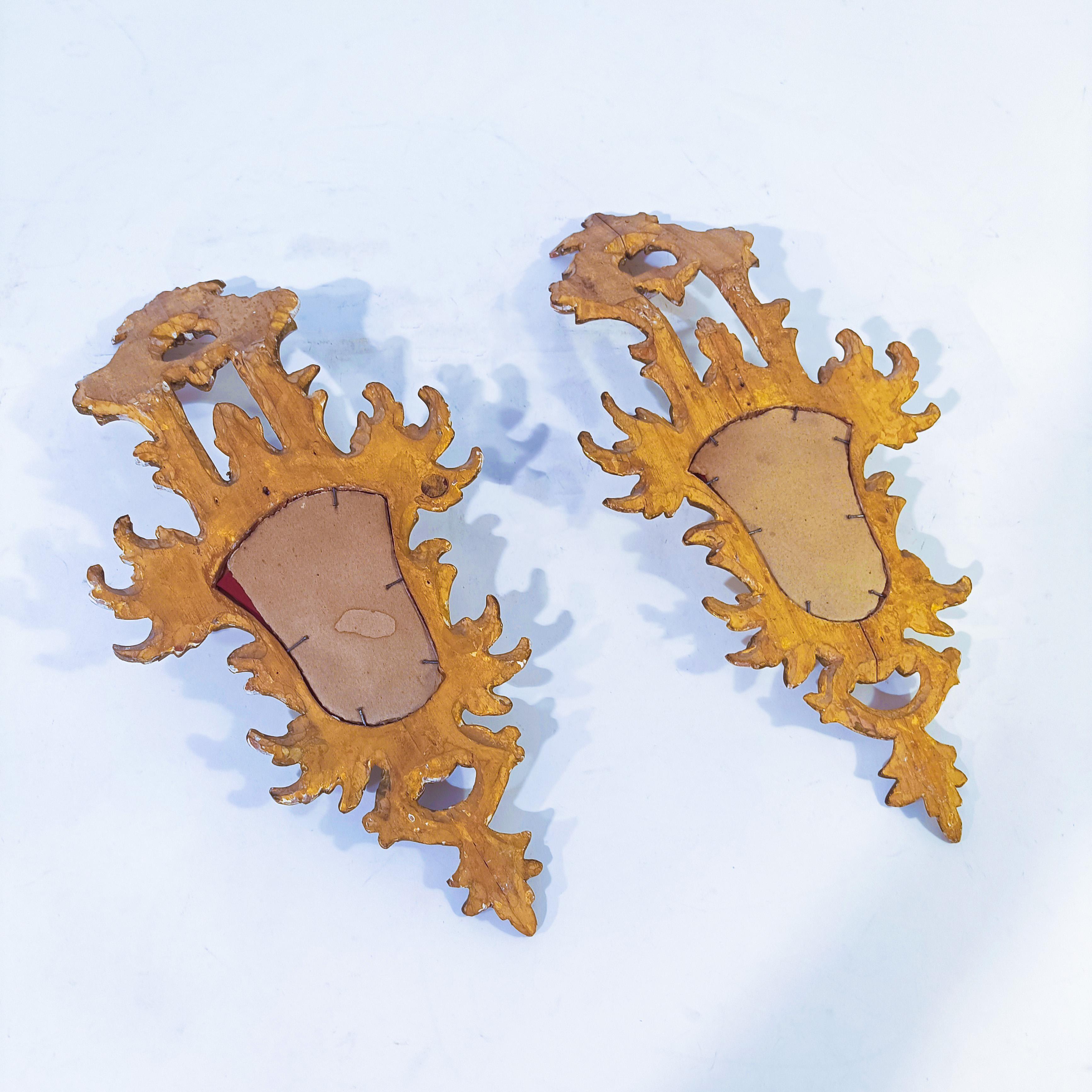 Baroque style. Pair of gilded cornucopia mirrors, France, 1920s For Sale 1