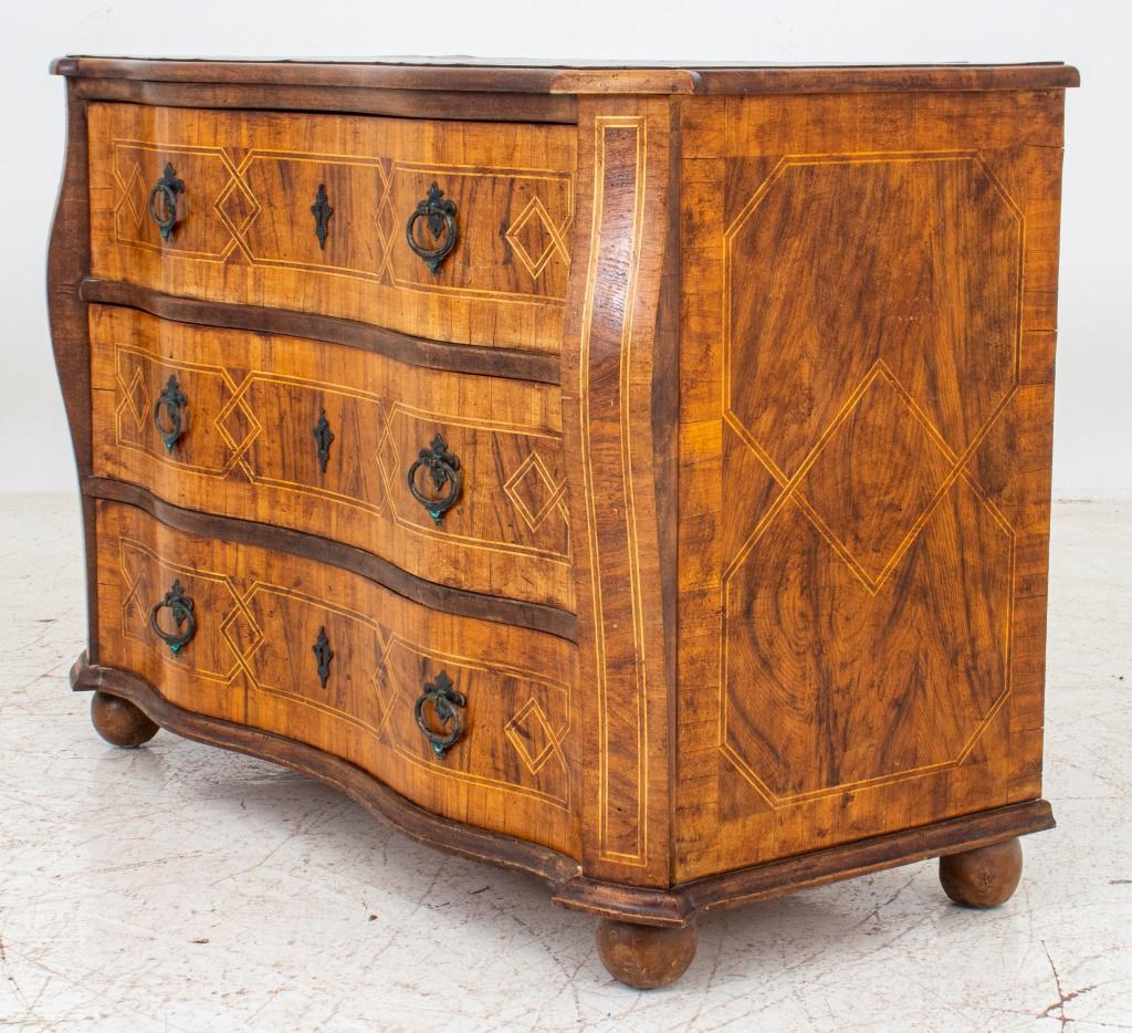 Baroque Style Parquetry Three Drawer Chest For Sale 1