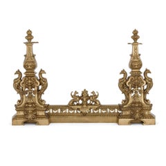 Baroque Style Pierced Brass Hearth Fender