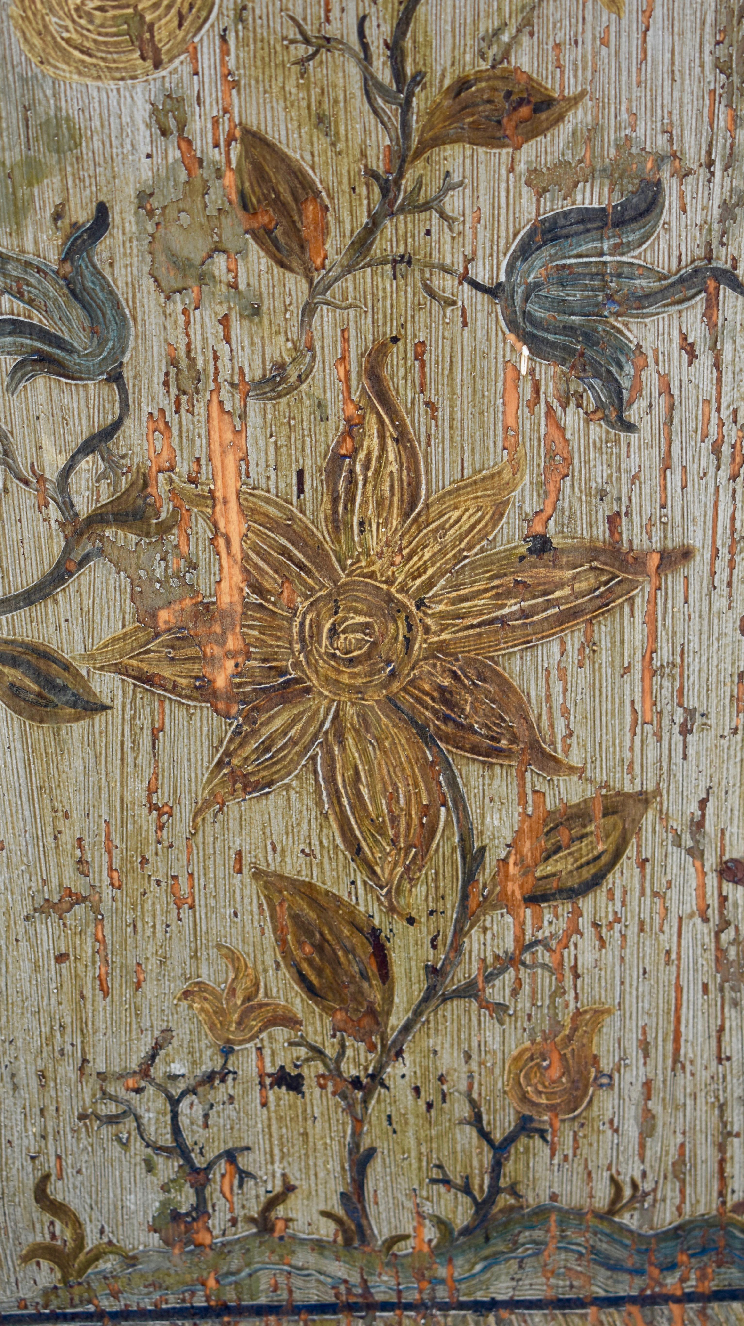 Baroque Style Pine Armoire in Original Decorative Paint 6
