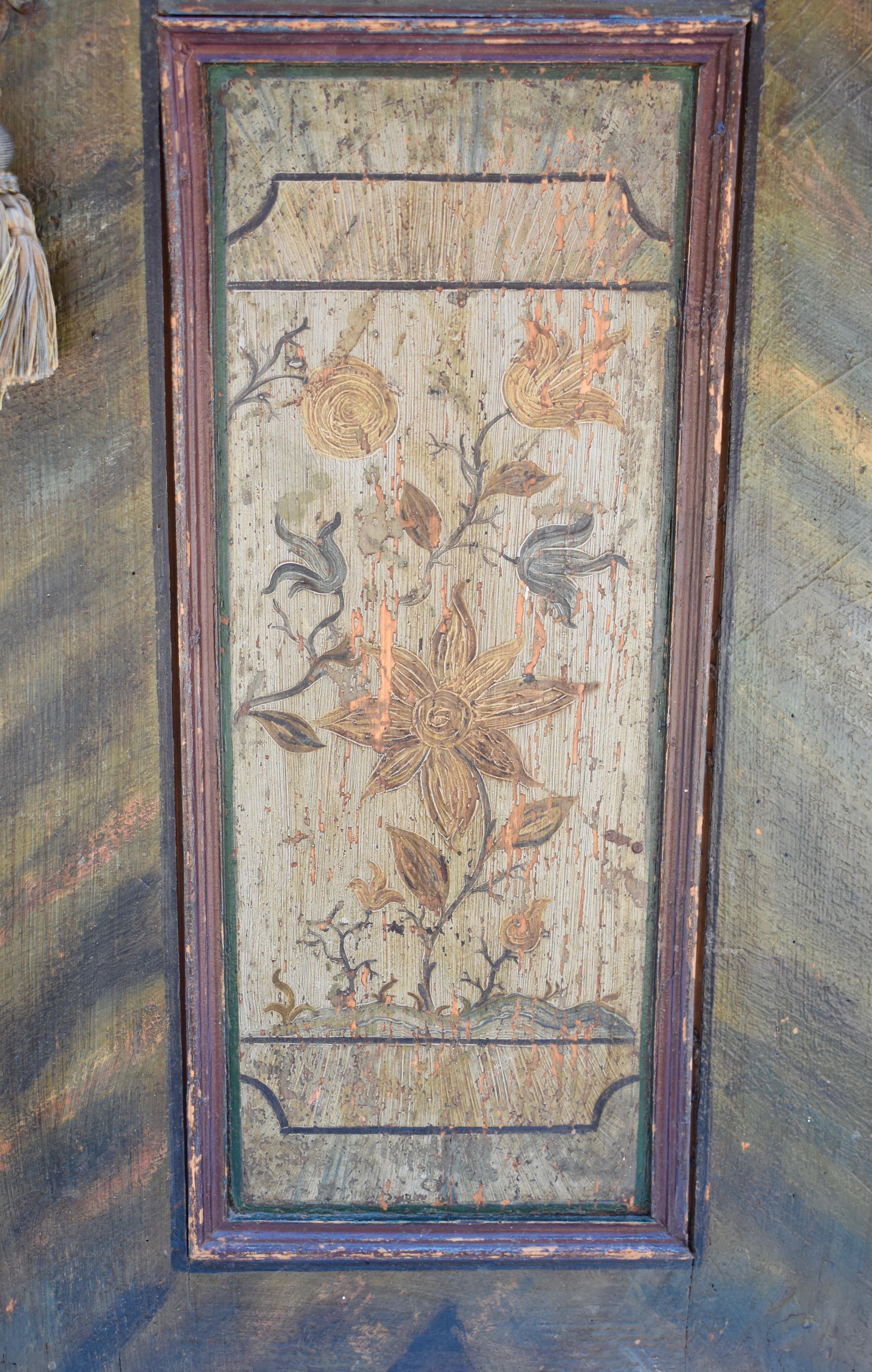 Baroque Style Pine Armoire in Original Decorative Paint 1