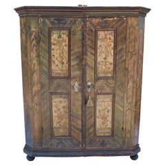 Baroque Style Pine Armoire in Original Decorative Paint
