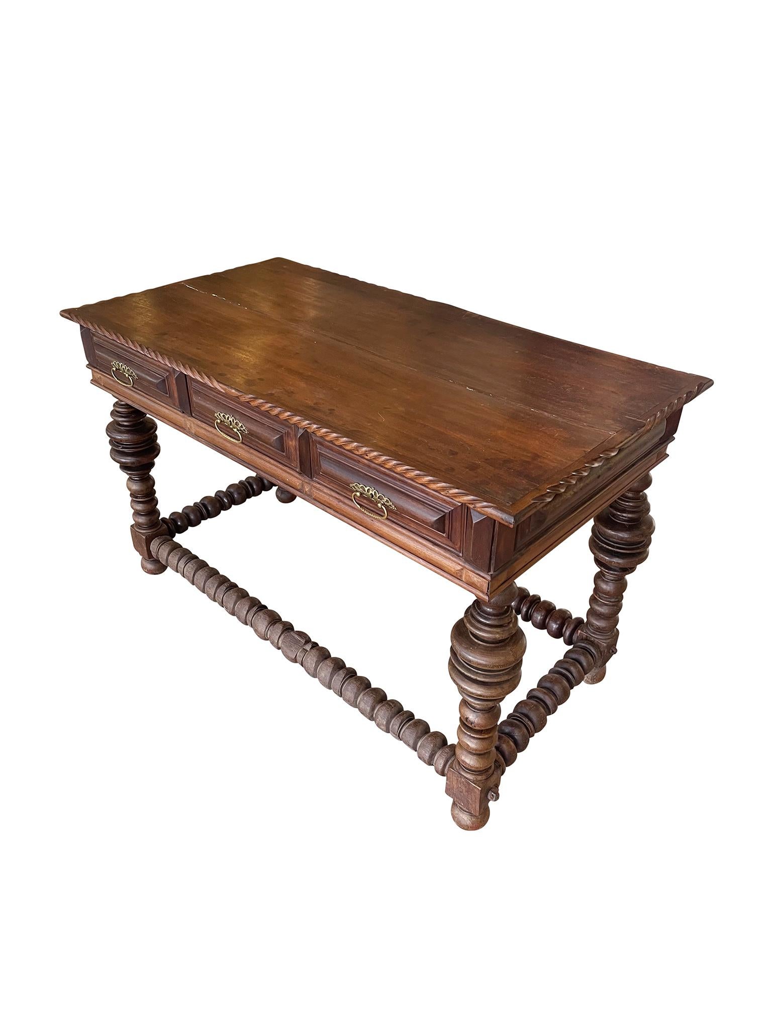Carved Baroque-Style Portuguese Rosewood Table For Sale