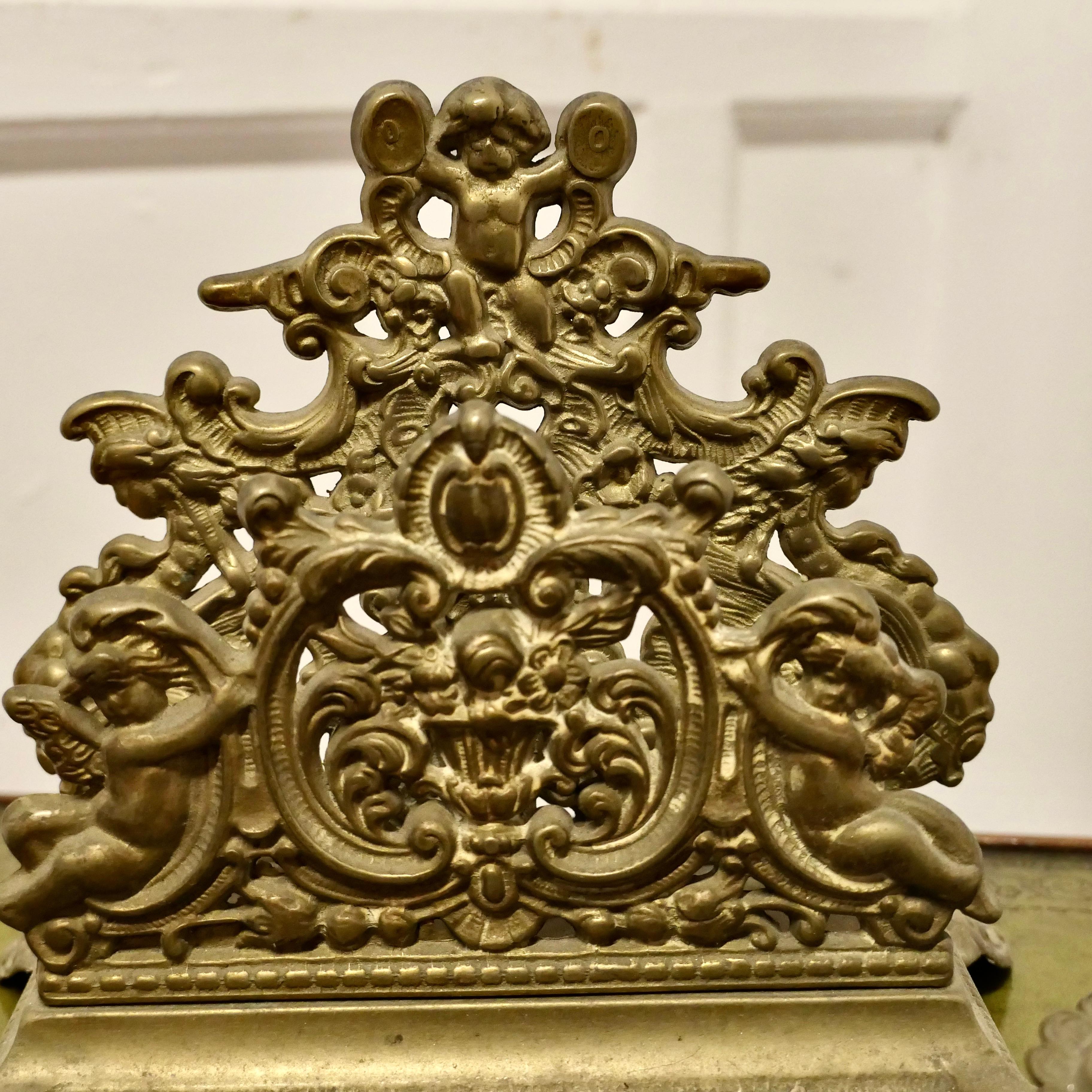 Baroque Style Putti Letter Rack with 2 Inkwells  This is a very grand desk top i For Sale 2