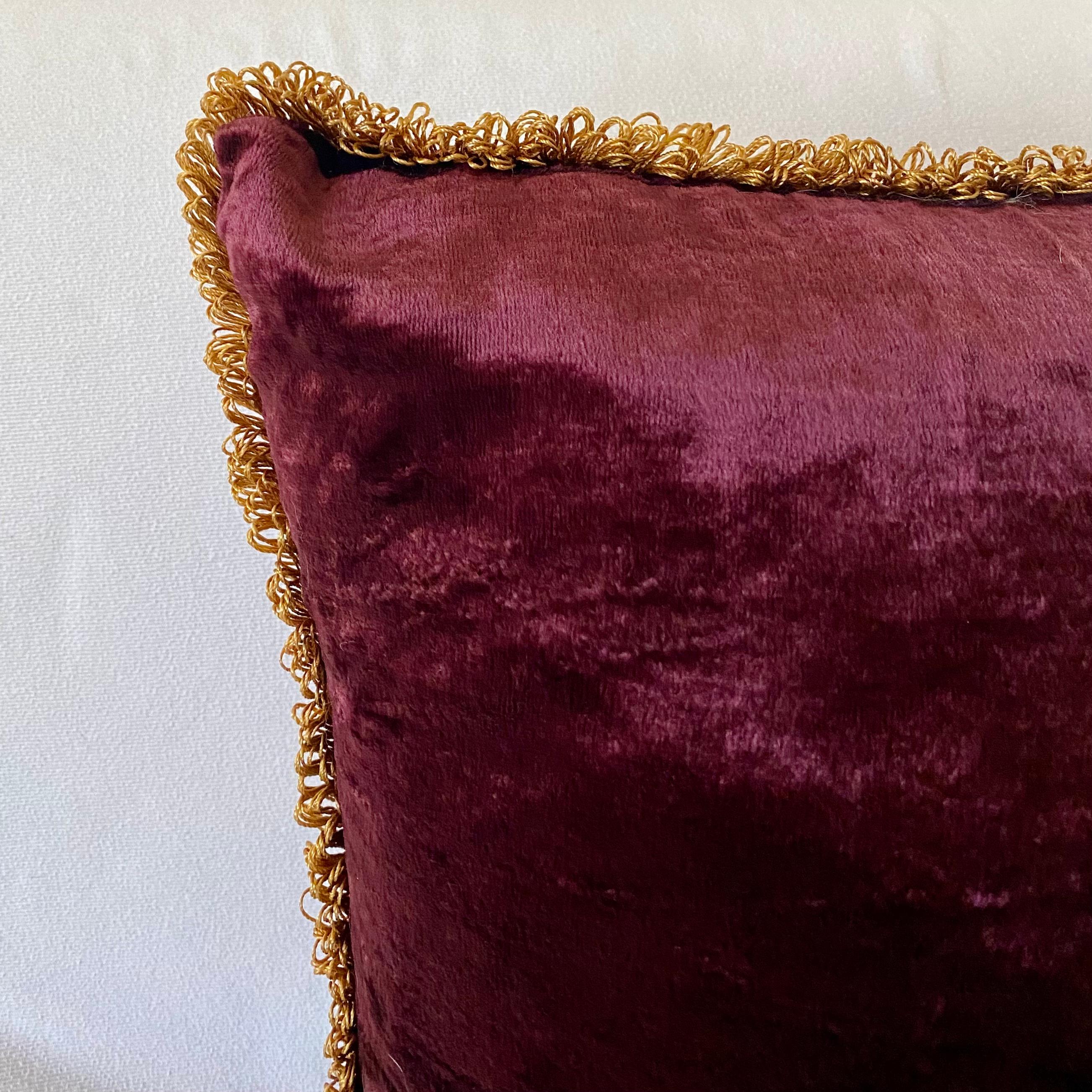 Baroque Style Red Velvet and Overall Gold Embroidery and Applique Pillow 1