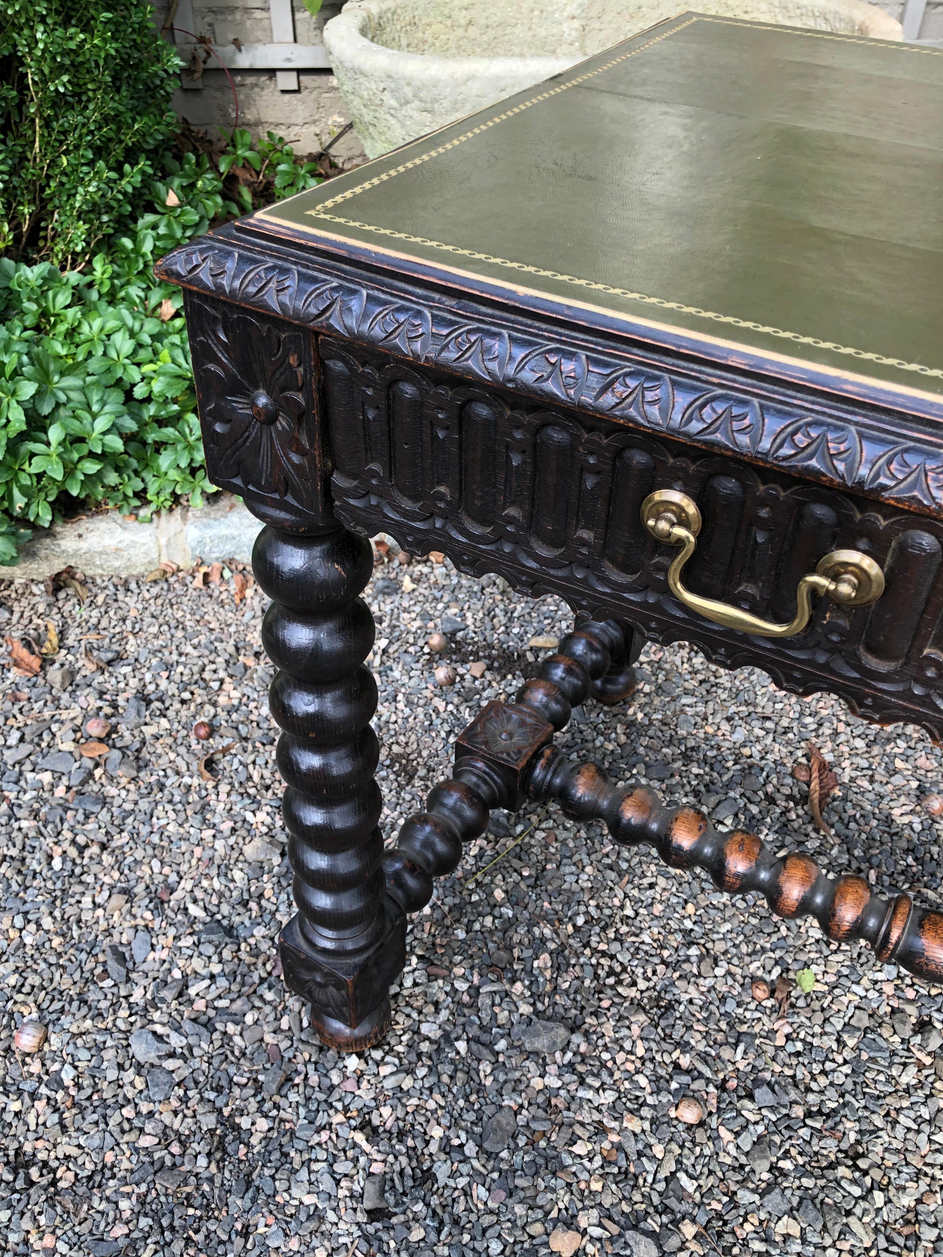Baroque Style Relief Carved French Writing Table Desk 3