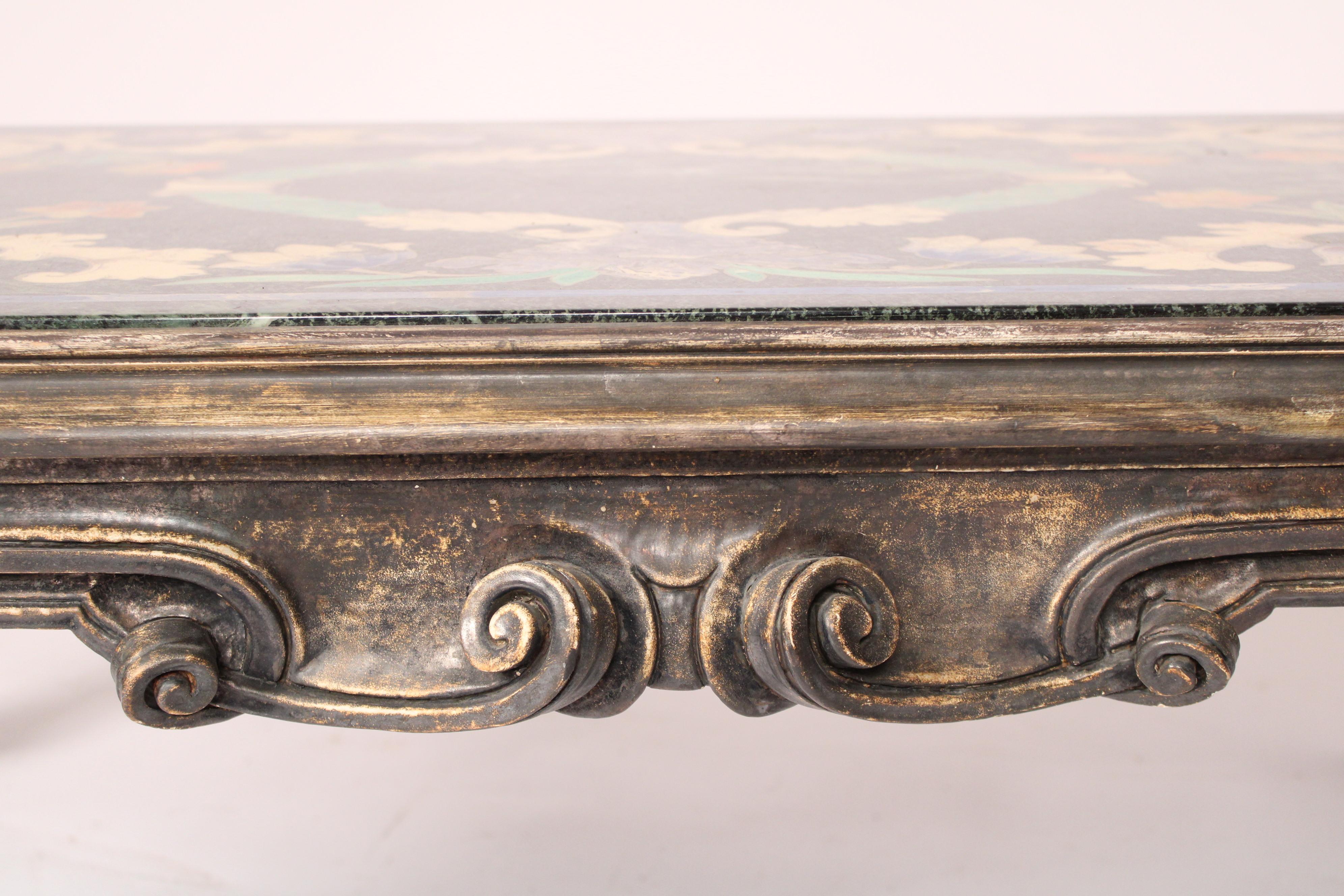 Baroque Style Scagliola Decorated Marble Top Coffee Table 2