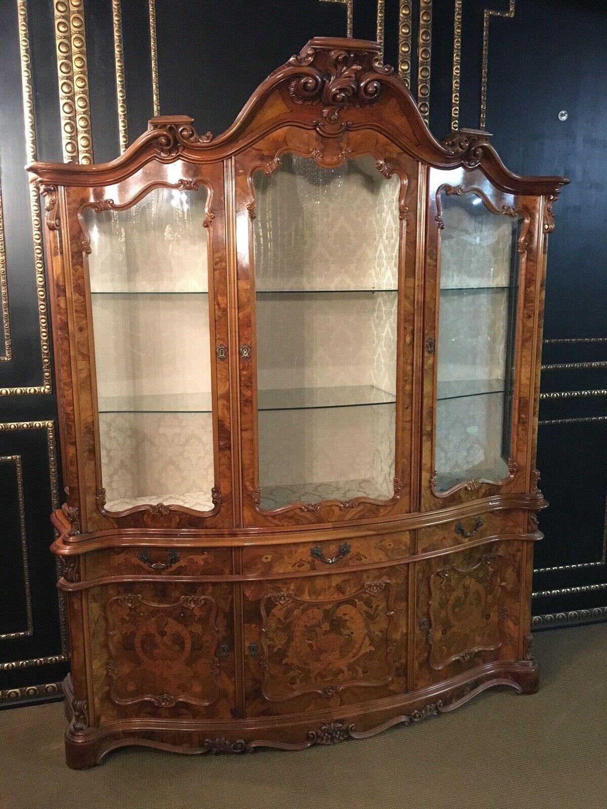 Unique cupboard in the style of the 18th century made of root wood with floral inlays in an absolutely 