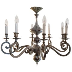 Vintage Baroque Style Silver Chandelier Made in Italy, circa 1950