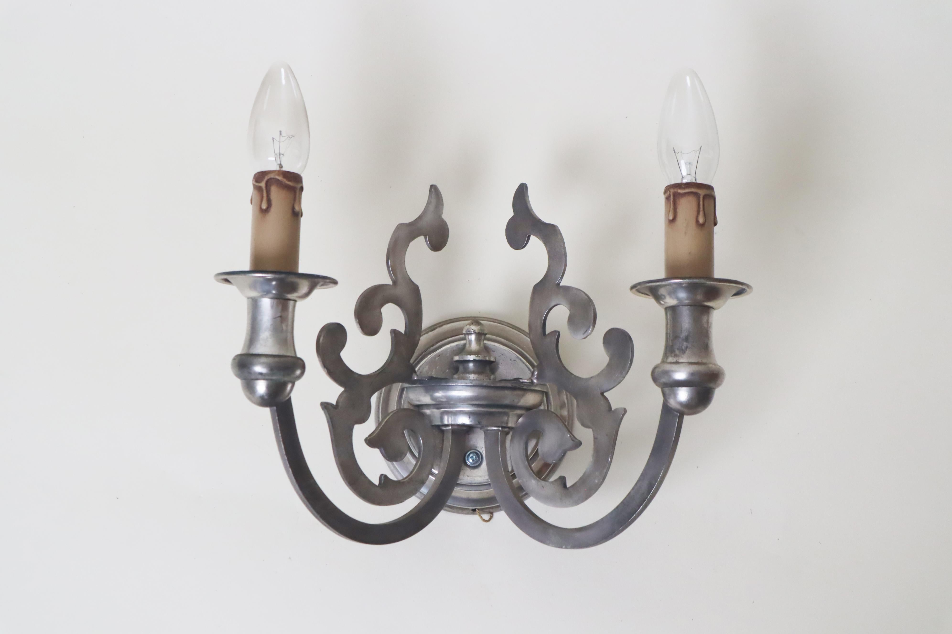 Lámpara de pared de plata barroca de Sciolari, Italia Años 60 Hecho a mano en venta