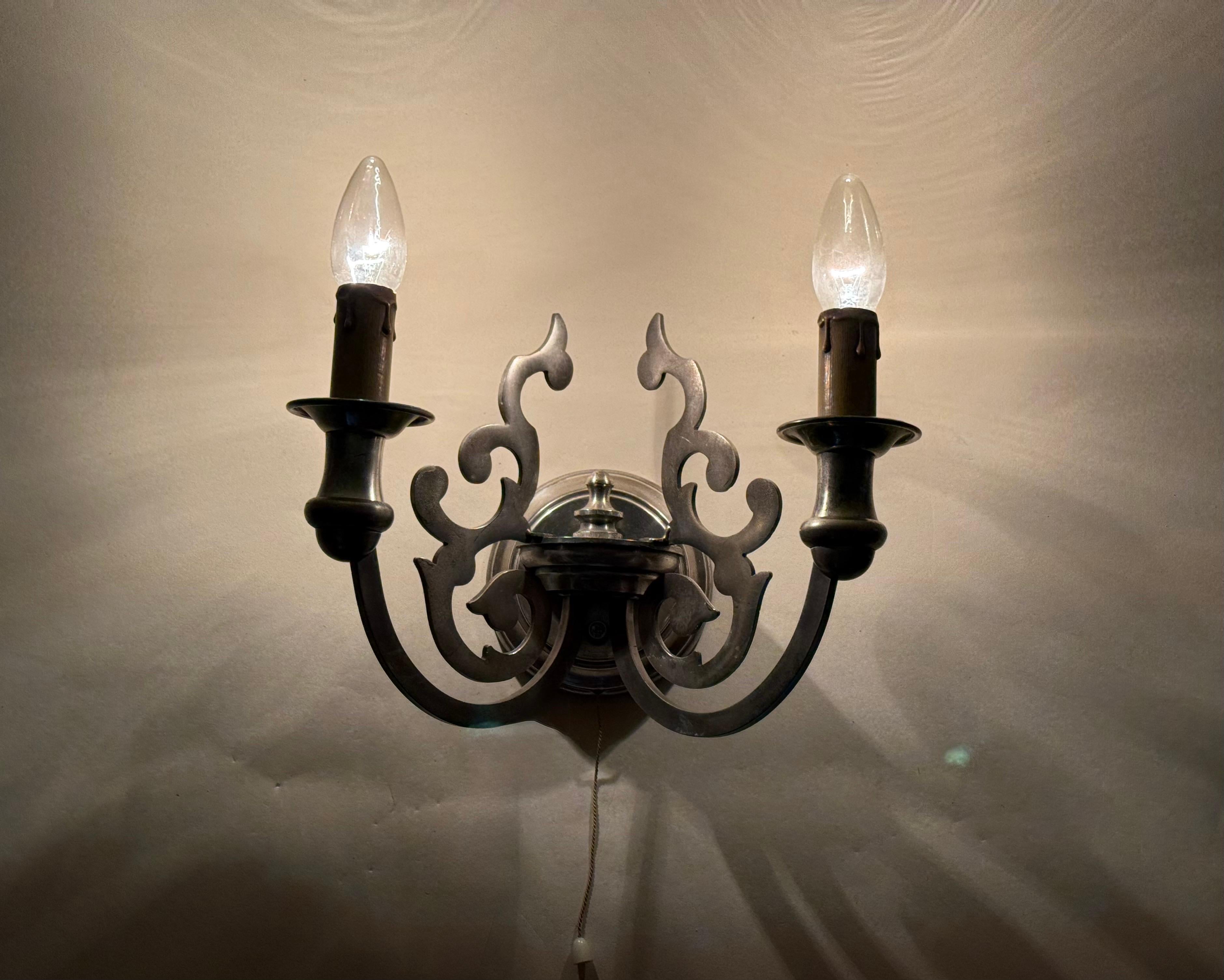 Lámpara de pared de plata barroca de Sciolari, Italia Años 60 en venta 1