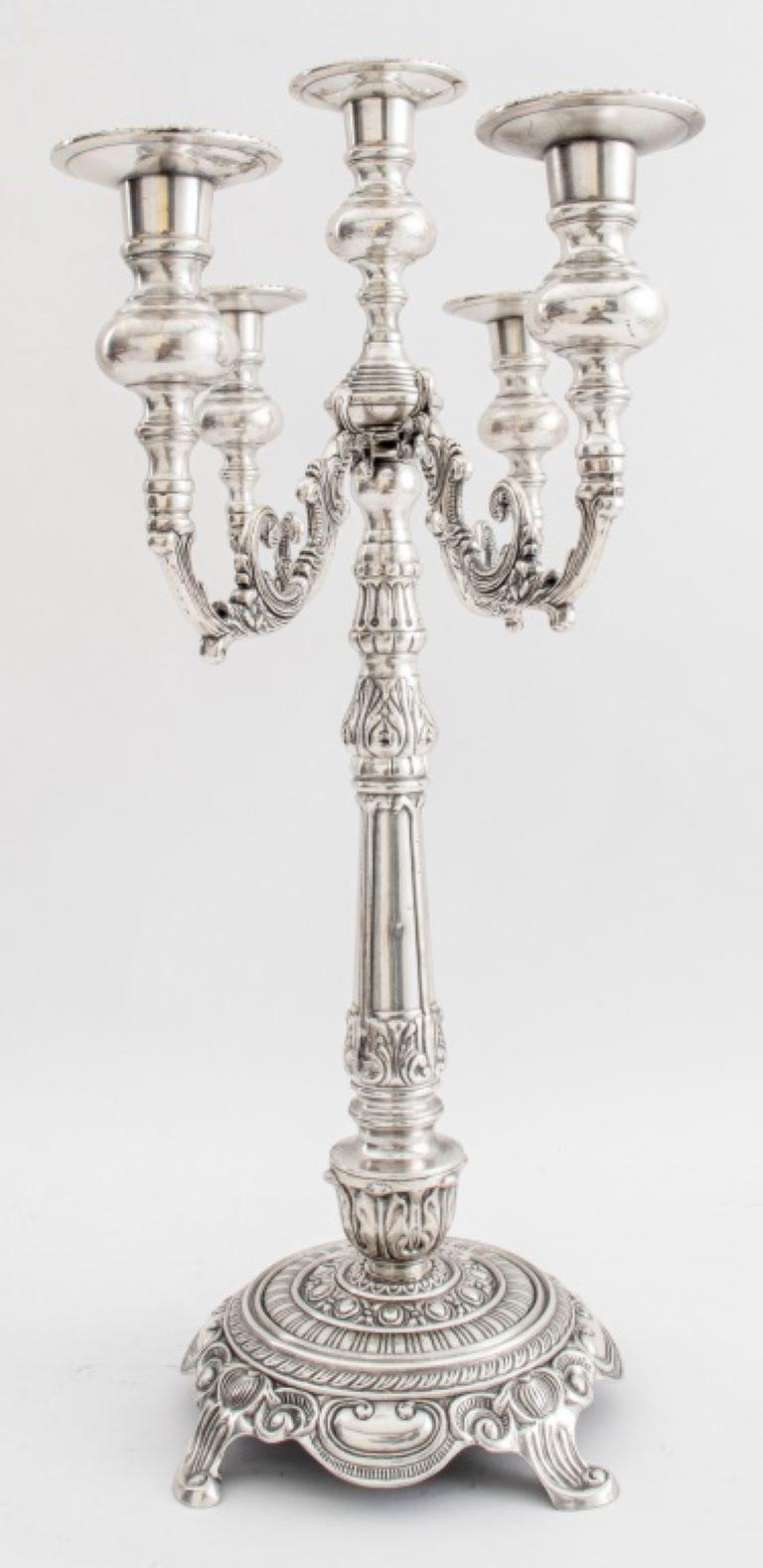 Baroque Style Silvered Five Arm Candelabra 4