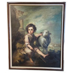 Barockstil Der gute Hirte mit Lamm Ölgemälde