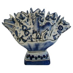 Baroque Style Tin Glazed Ceramic Tulipiere, Portugal, Mid-20th Century