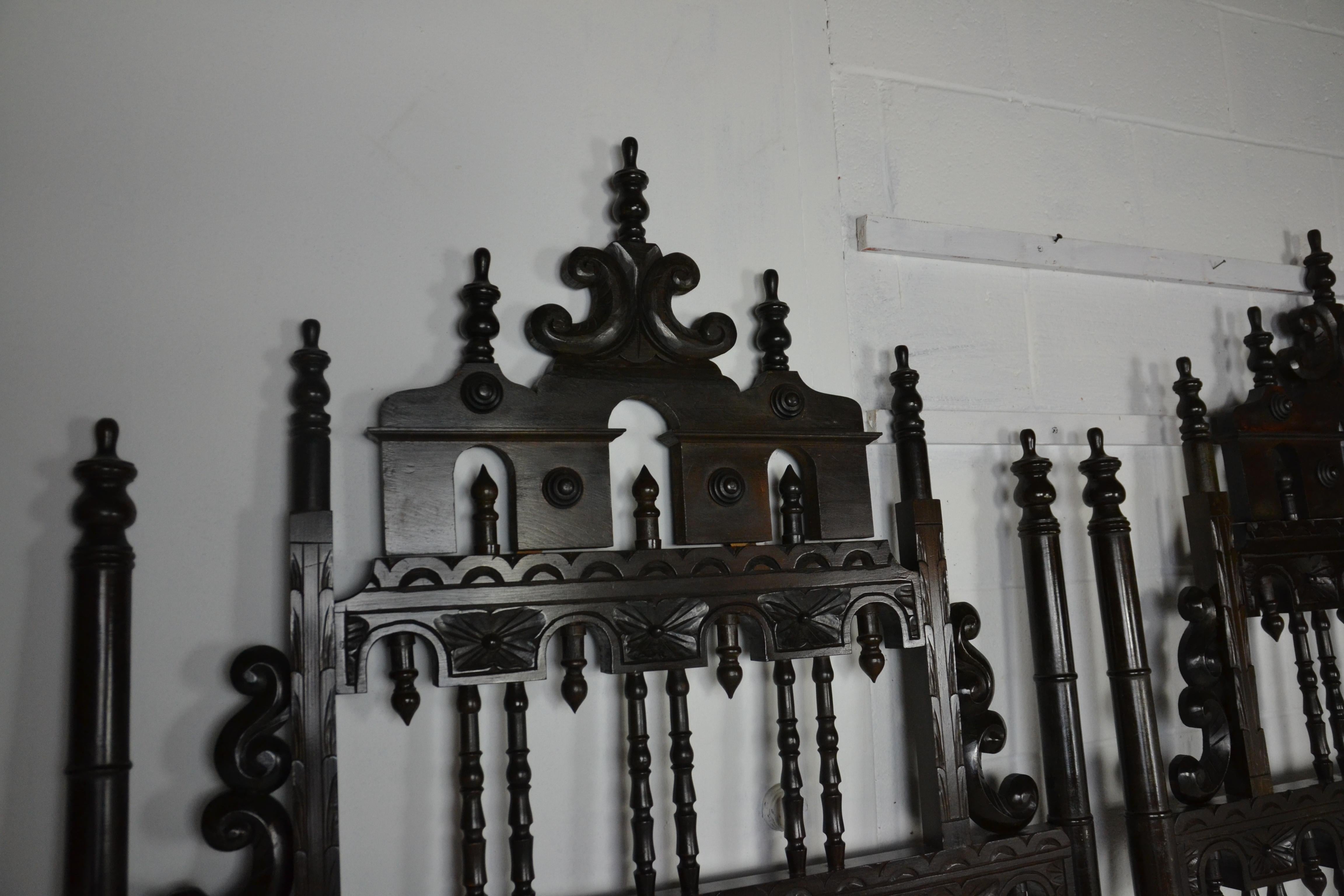 Baroque style carved twin headboards.