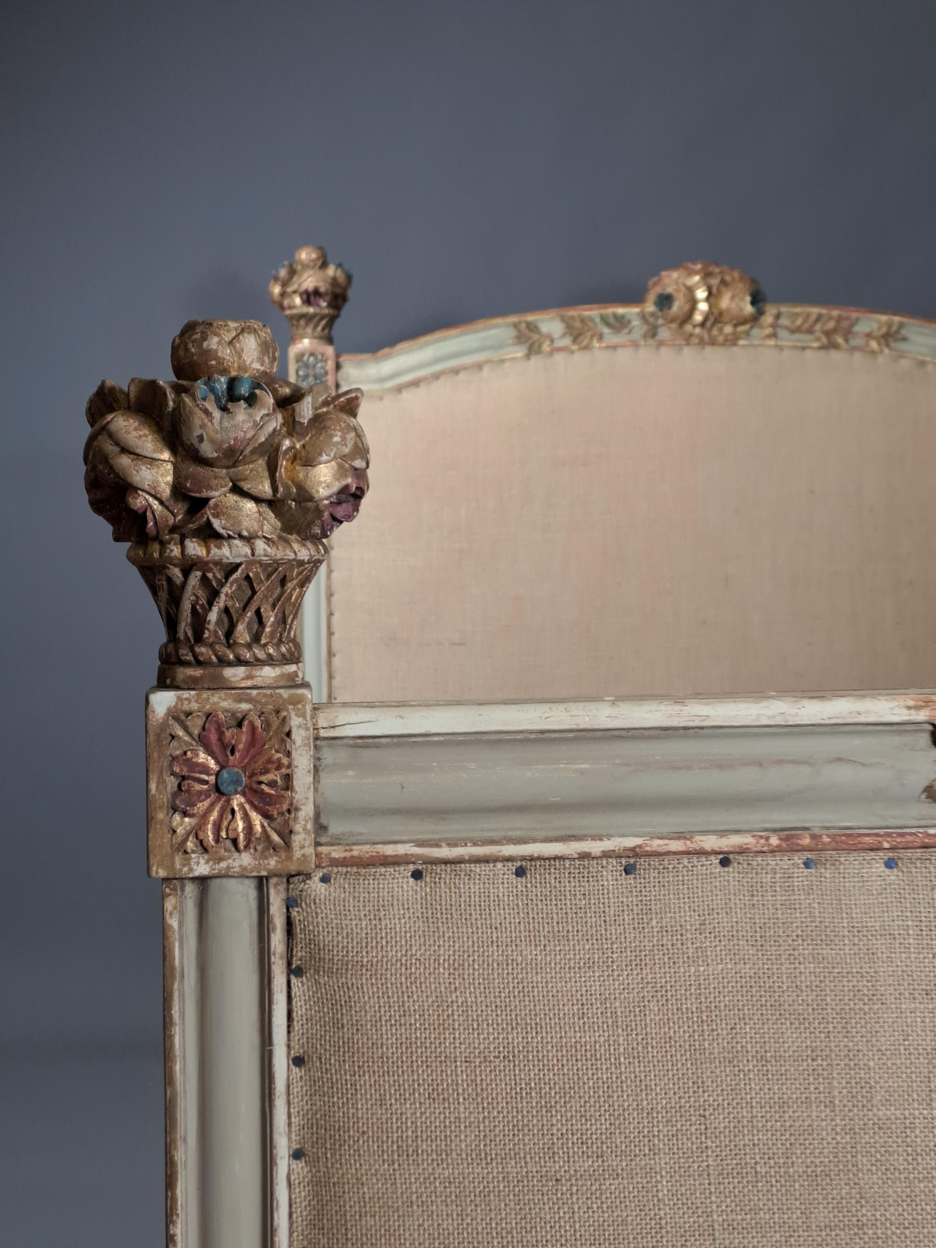 Cama Veneciana Estilo Barroco En Madera Lacada Y Dorada siglo XIX