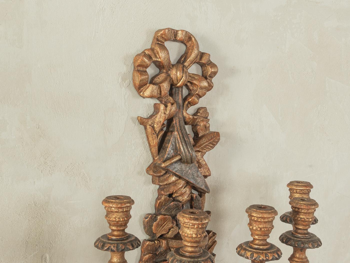 Wandkerzenständer im Barockstil (Holz) im Angebot