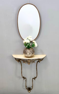 Baroque Style Wall-Mounted Console Table with Demilune Marble Top, Italy