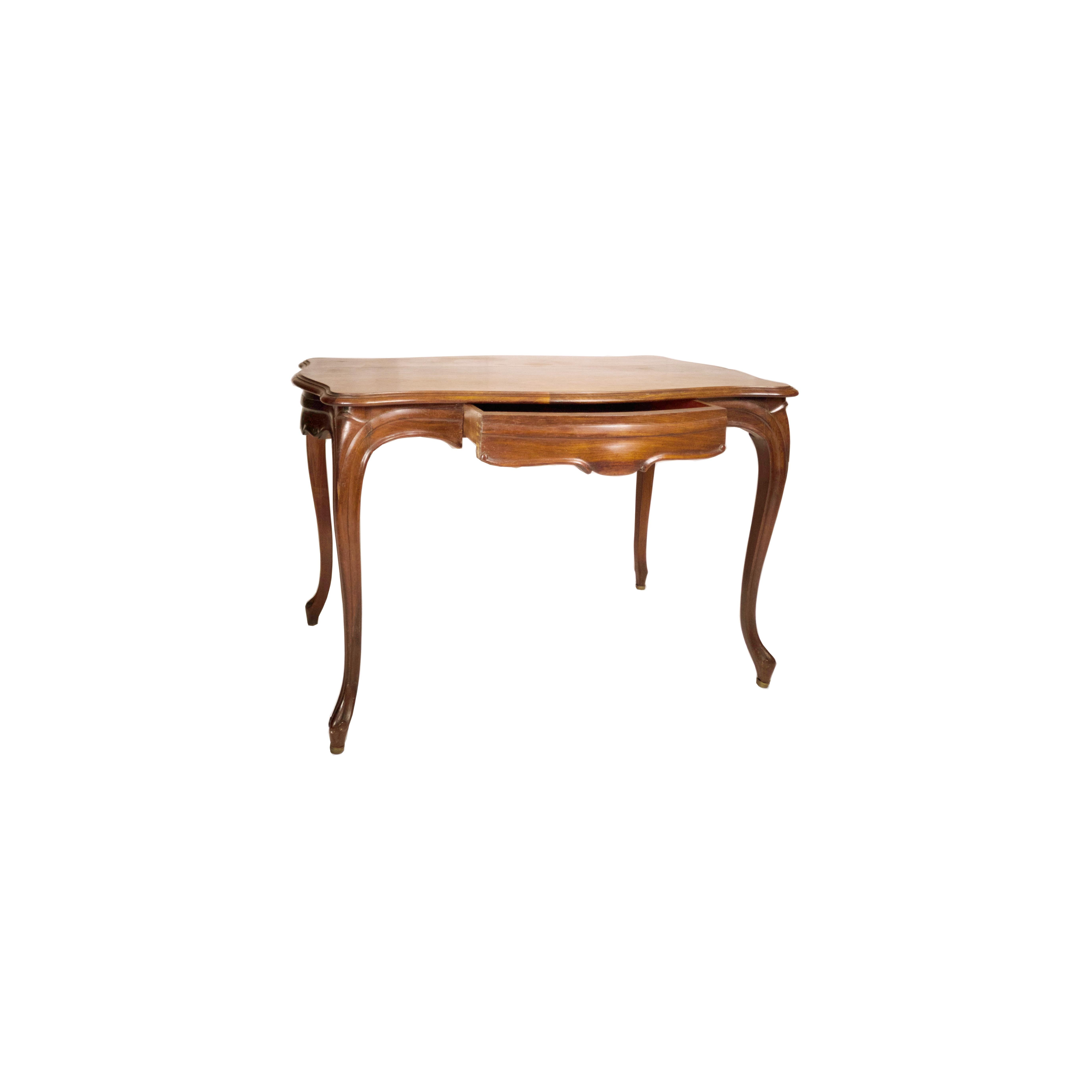 Baroque Style Walnut Desk, 19th Century For Sale 1