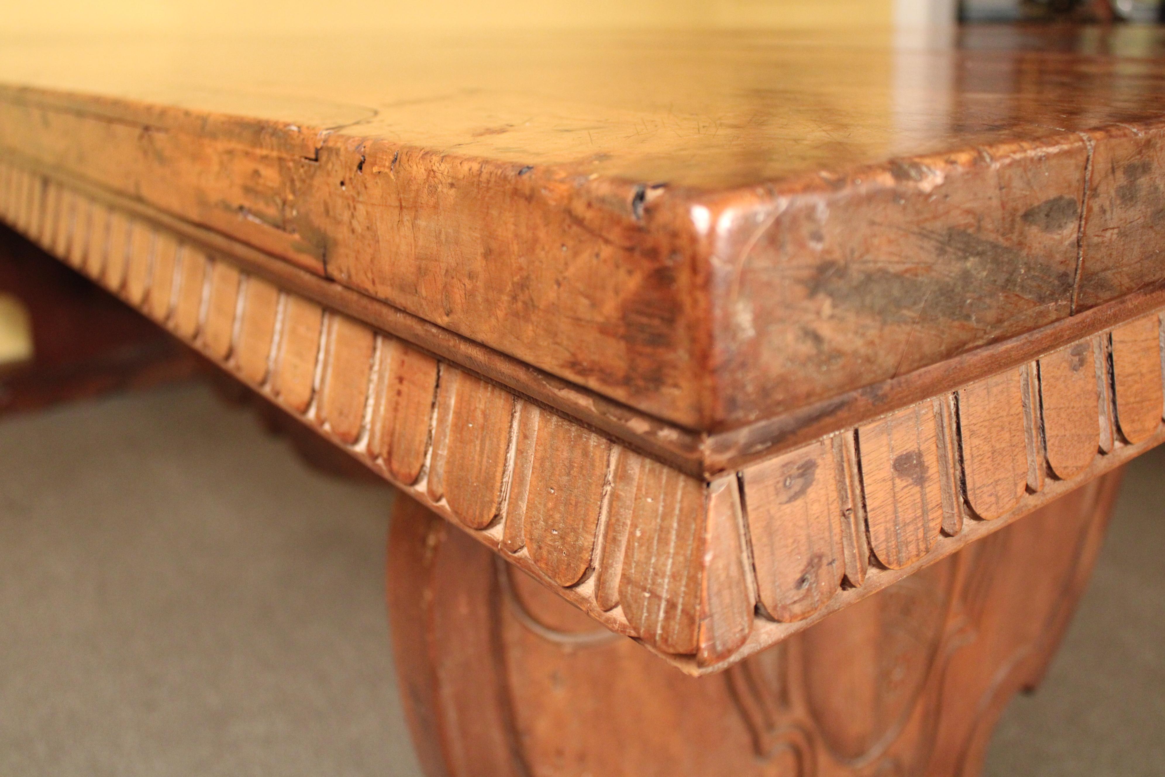 Baroque Style Walnut Dining / Library Table For Sale 6