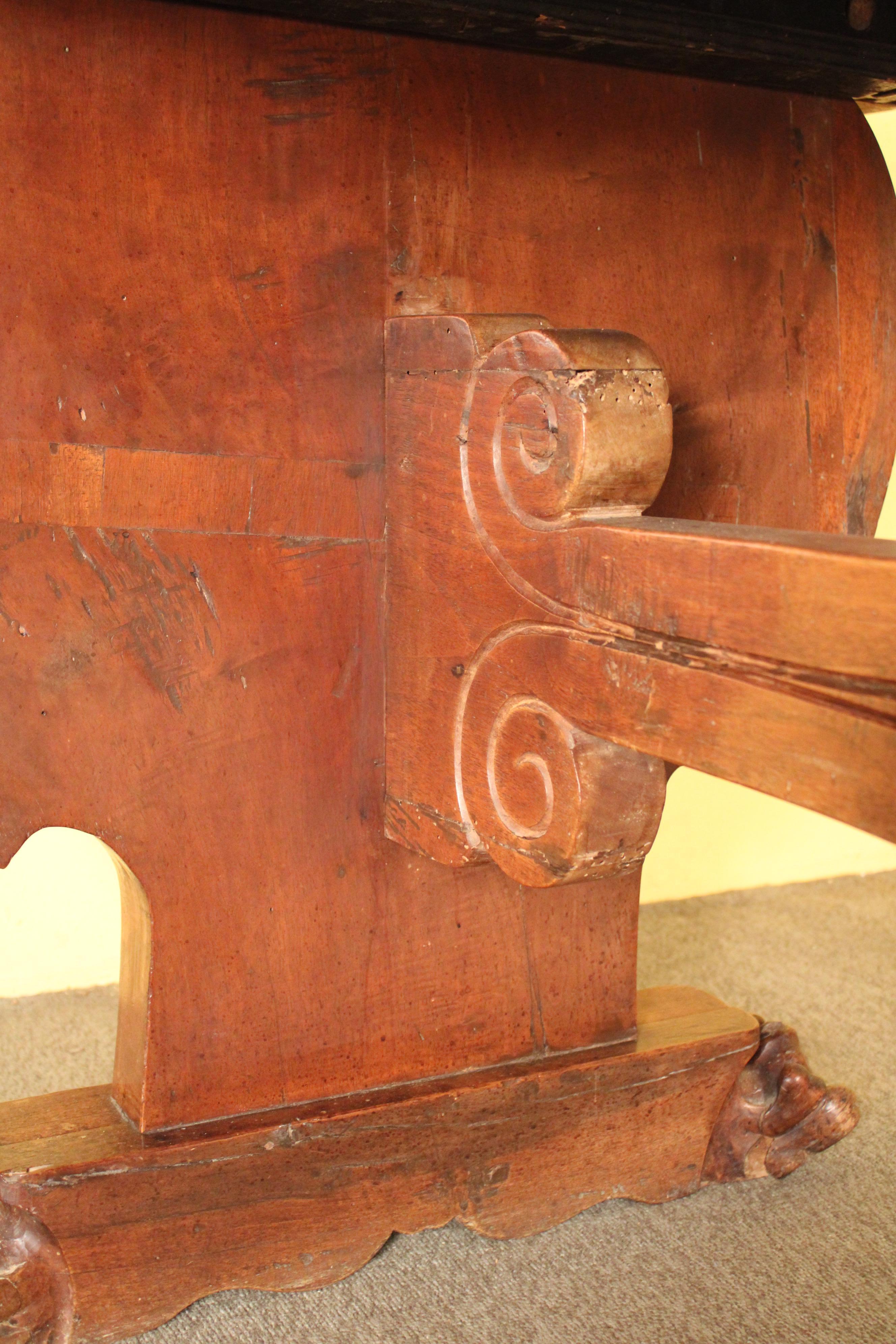 Baroque Style Walnut Dining / Library Table For Sale 7