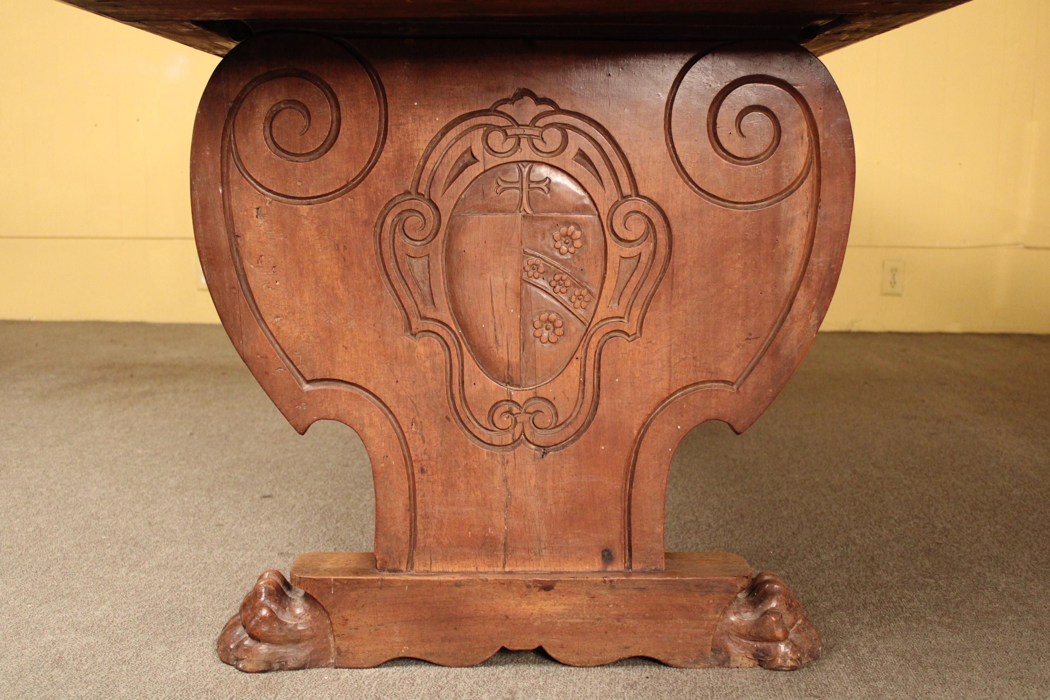 Early 20th Century Baroque Style Walnut Dining / Library Table For Sale
