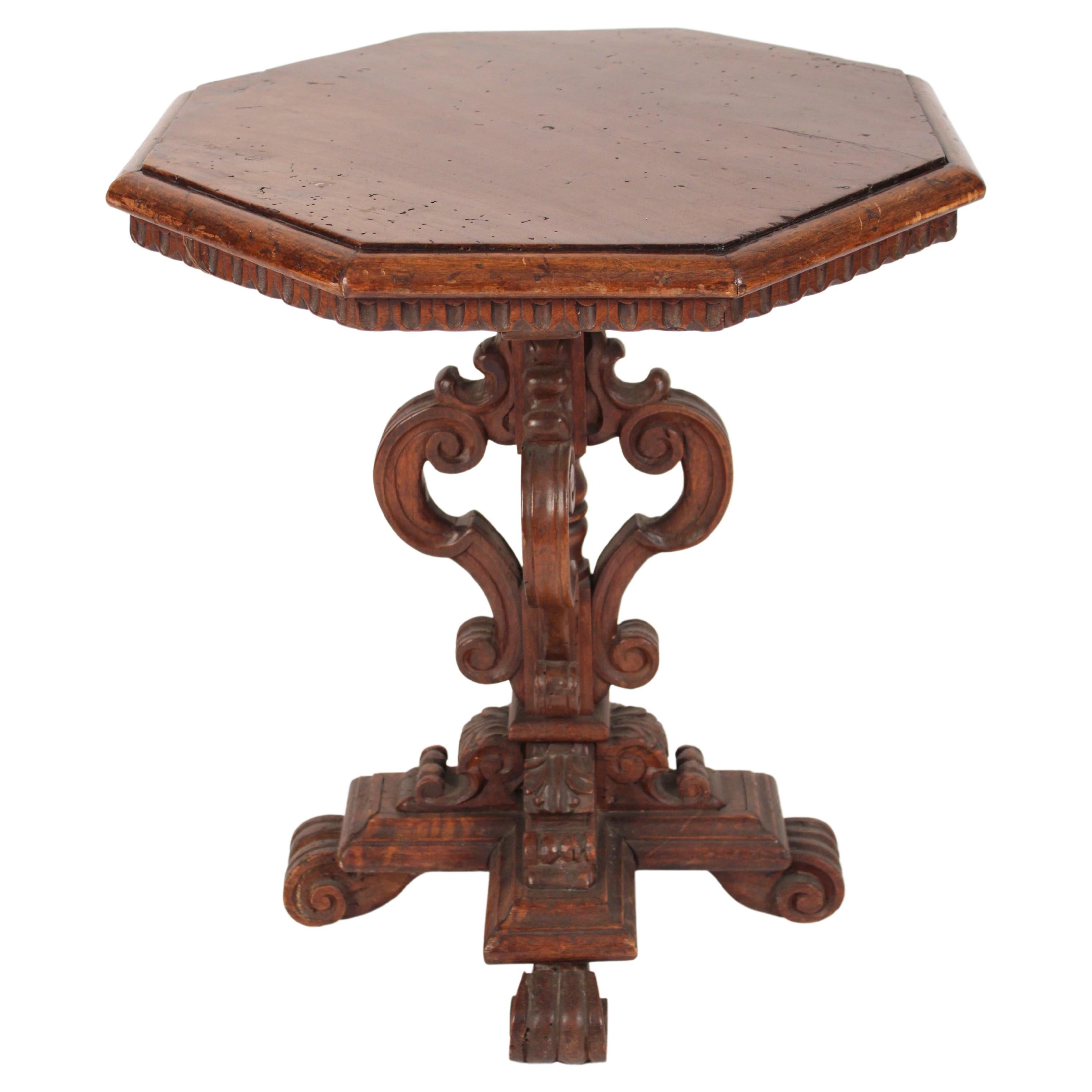 Baroque Style Walnut Occasional Table For Sale