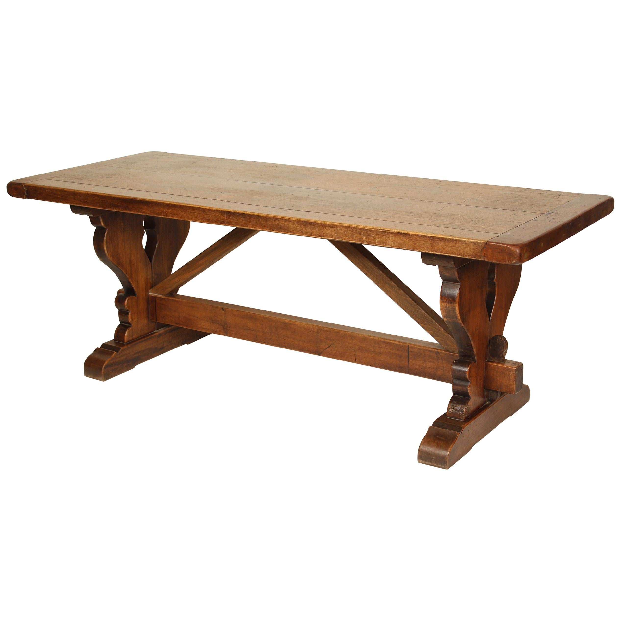Baroque Style Walnut Plank Top Dining Table