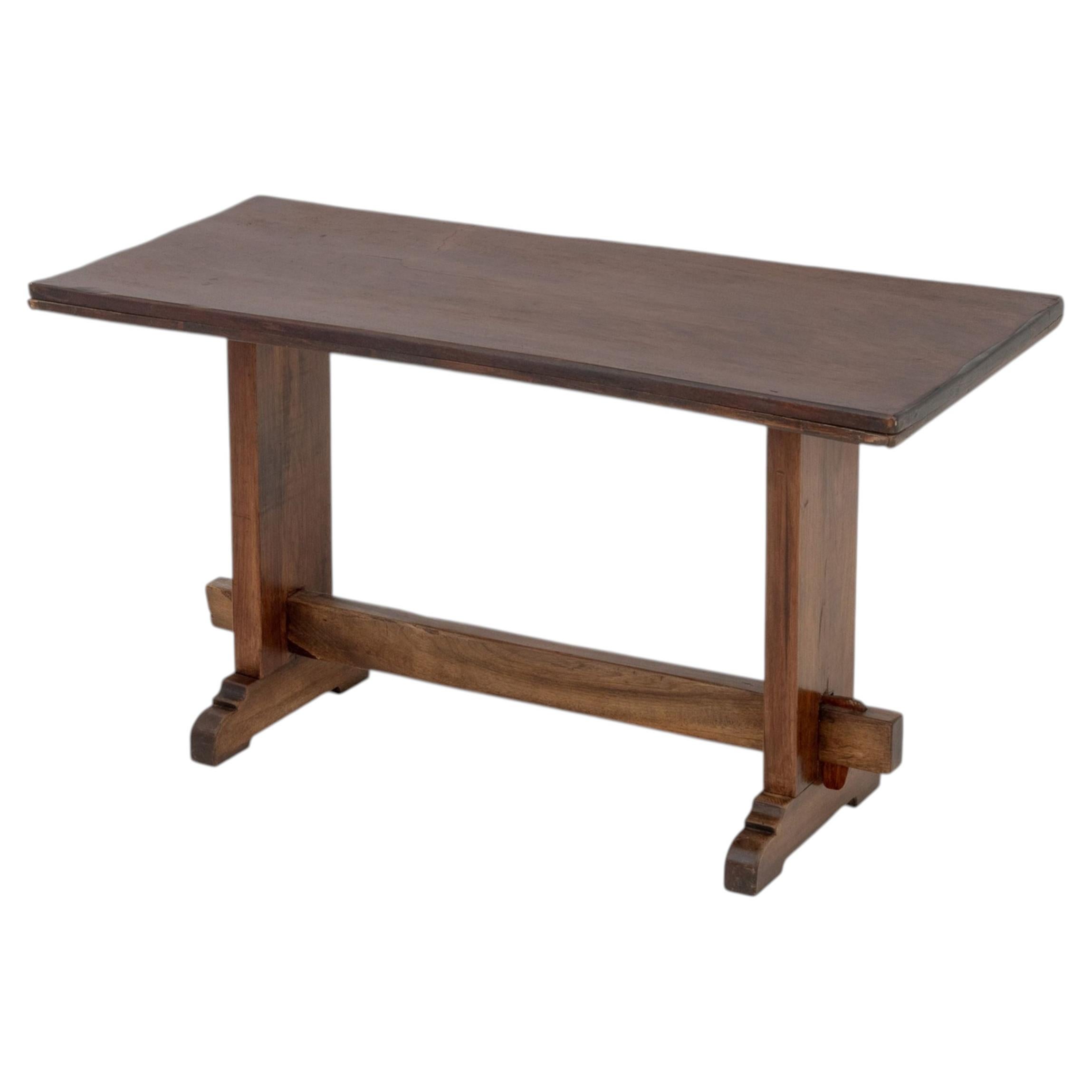 Antique Baroque Style Walnut Trestle Table, 19th Century