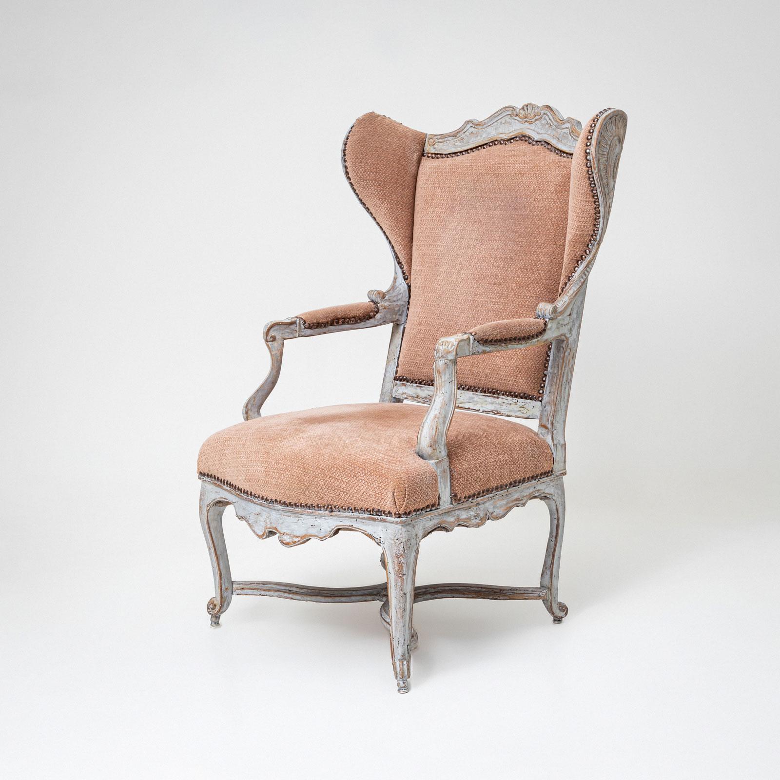 Sedia Wingback in stile barocco in vendita 3
