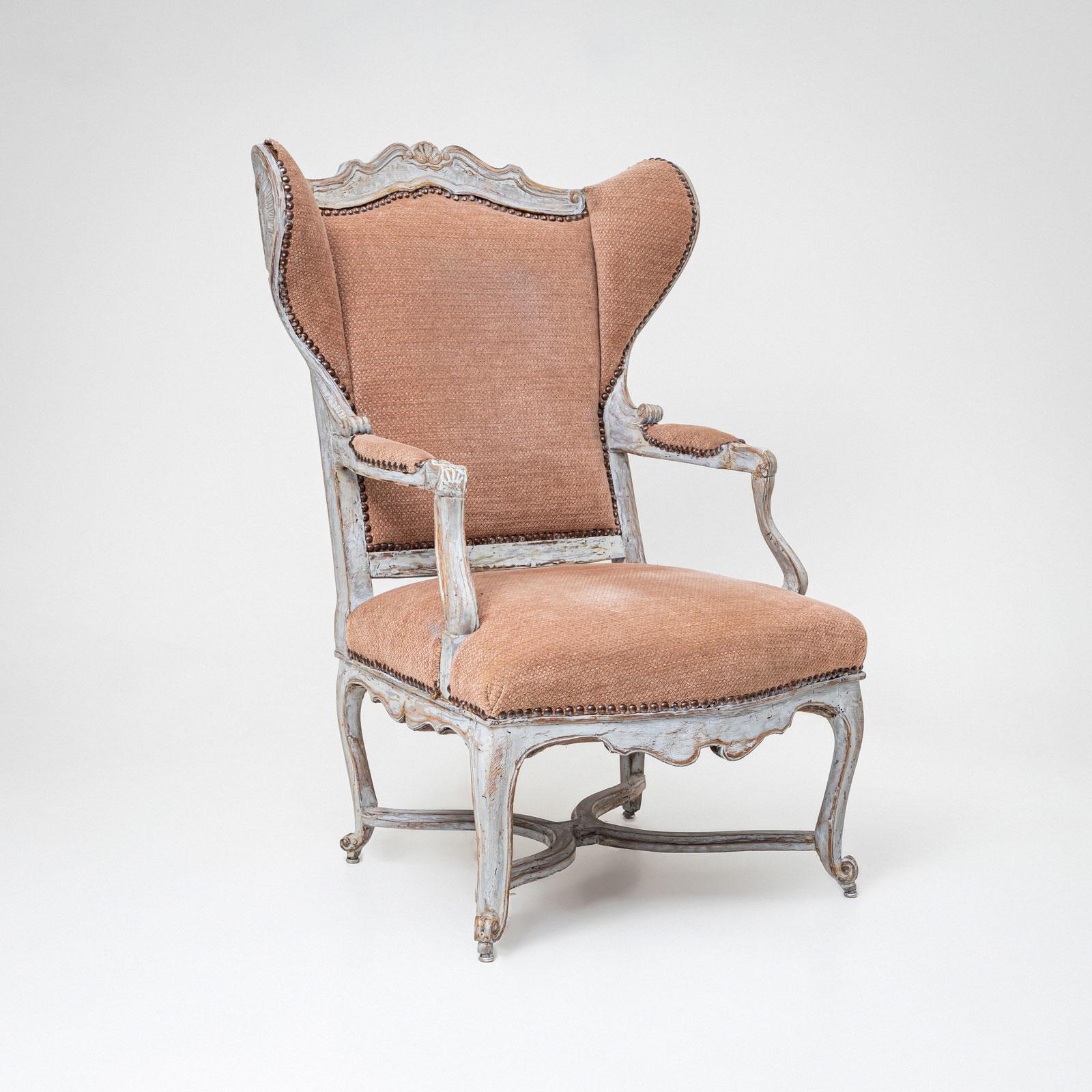 Sedia Wingback in stile barocco in vendita 4
