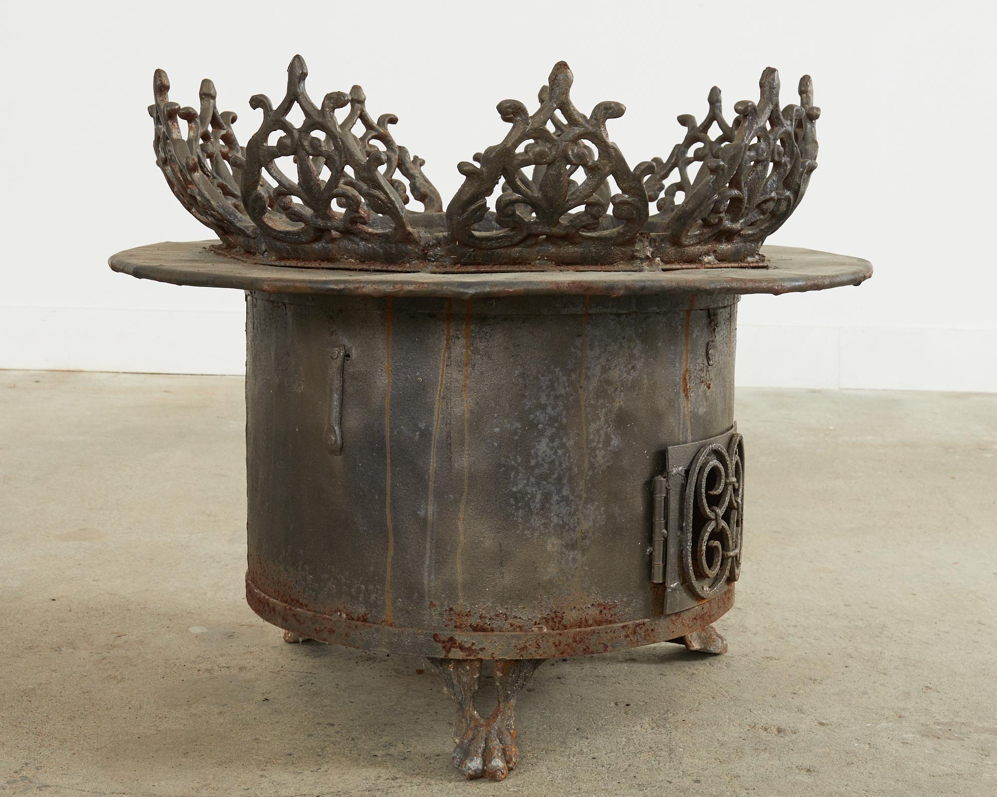 Baroque Style Wrought Iron Brazier Fire Pit or Chimnea For Sale 2