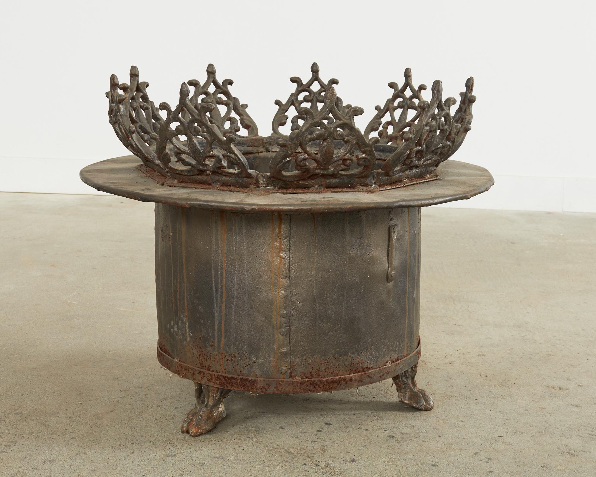 Baroque Style Wrought Iron Brazier Fire Pit or Chimnea For Sale 3