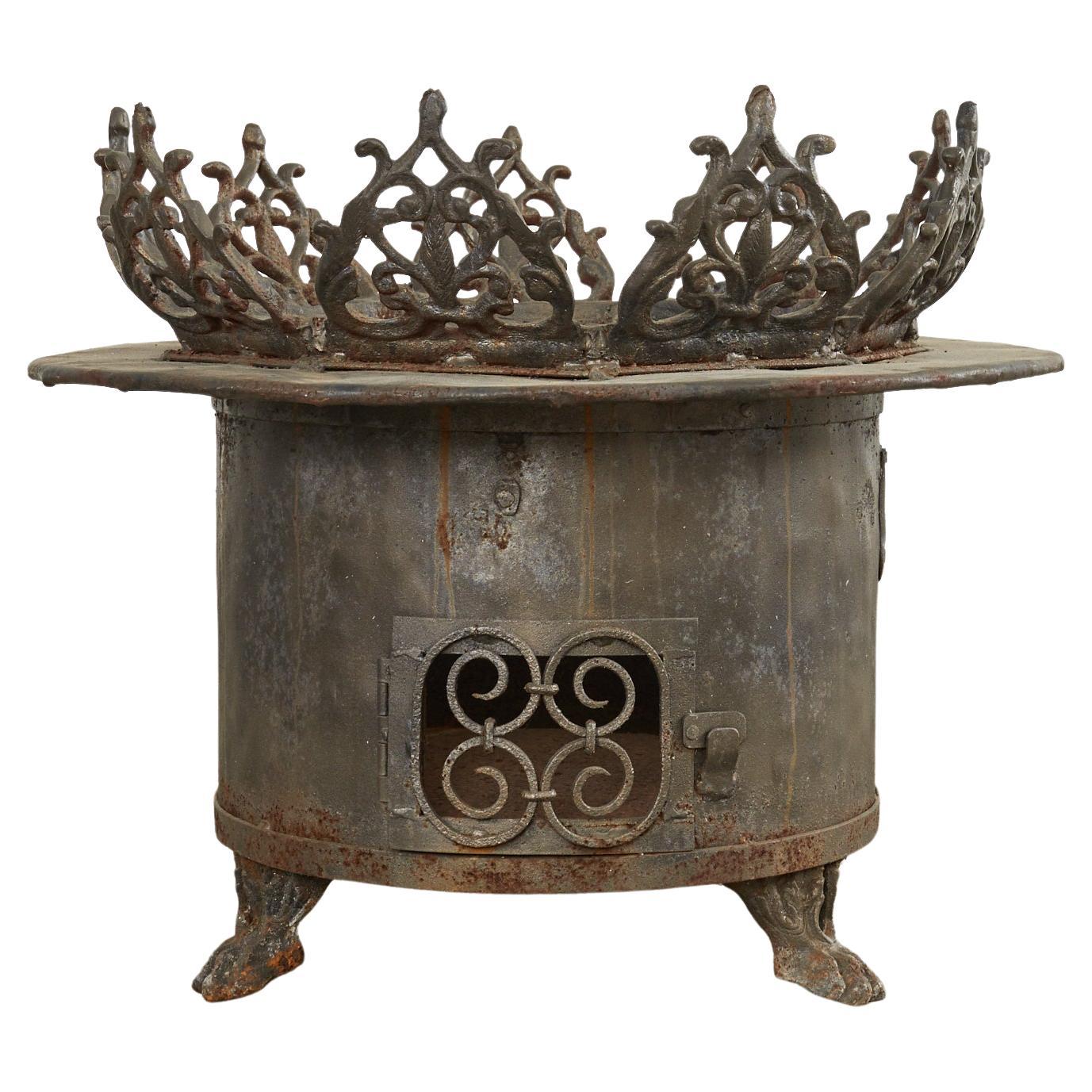 Baroque Style Wrought Iron Brazier Fire Pit or Chimnea For Sale