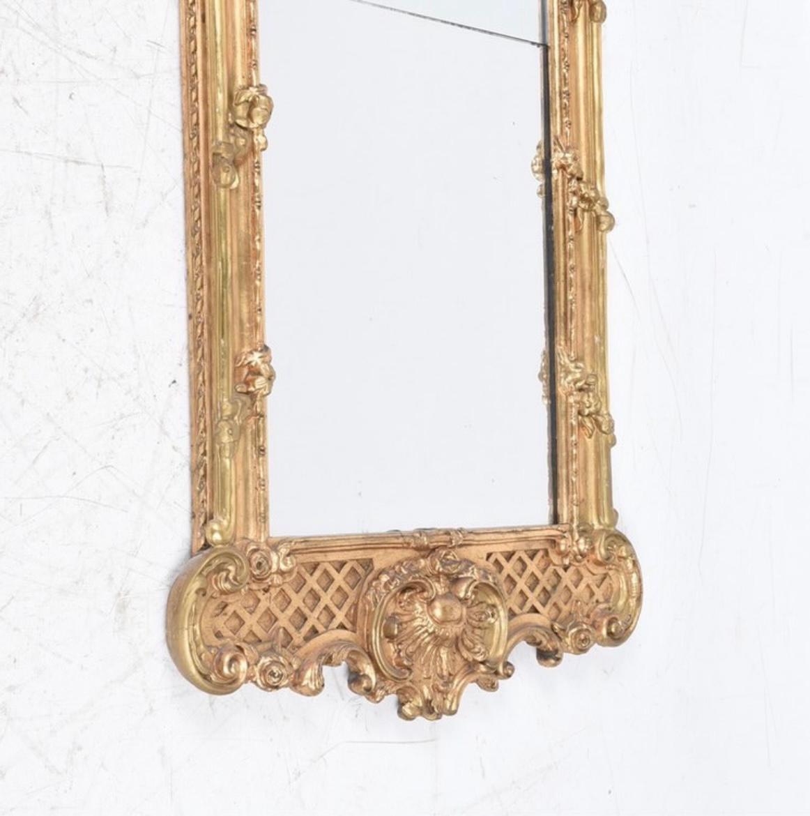 Beveled Baroque Swedish Giltwood Mirror