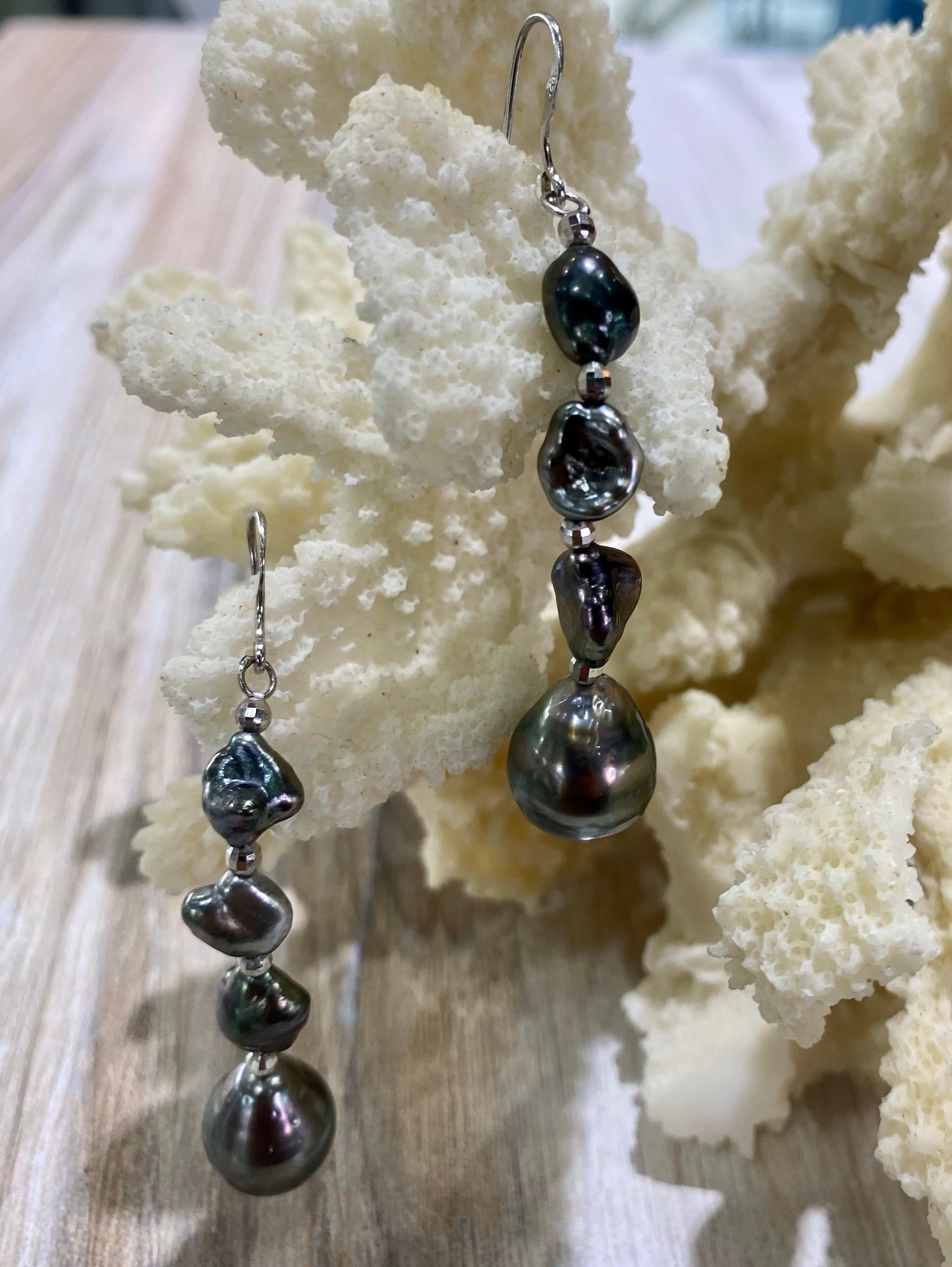 baroque tahitian pearl earrings