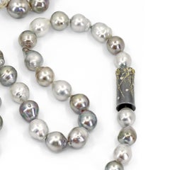 Baroque Tahitian Pearl White Diamond Gold Oxidized Silver Necklace, Zobel 2025