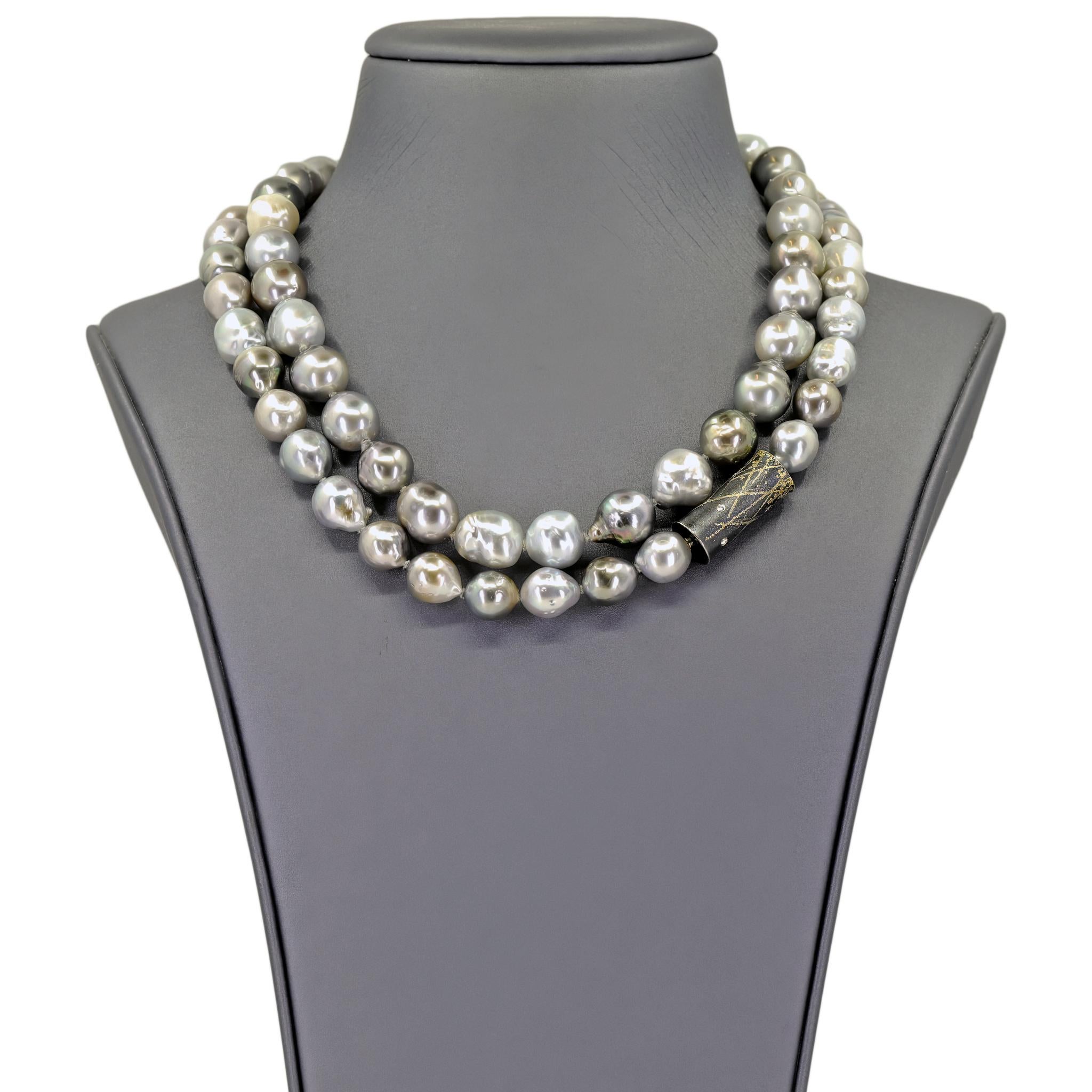 Collar Barroco Perla Tahitiana Diamante Blanco Oro Plata Oxidada, Zobel 2025 en Nuevo estado para la venta en Dallas, TX