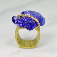 Baroque Tanzanite, Diamond and Gold Cocktail Statement Ring