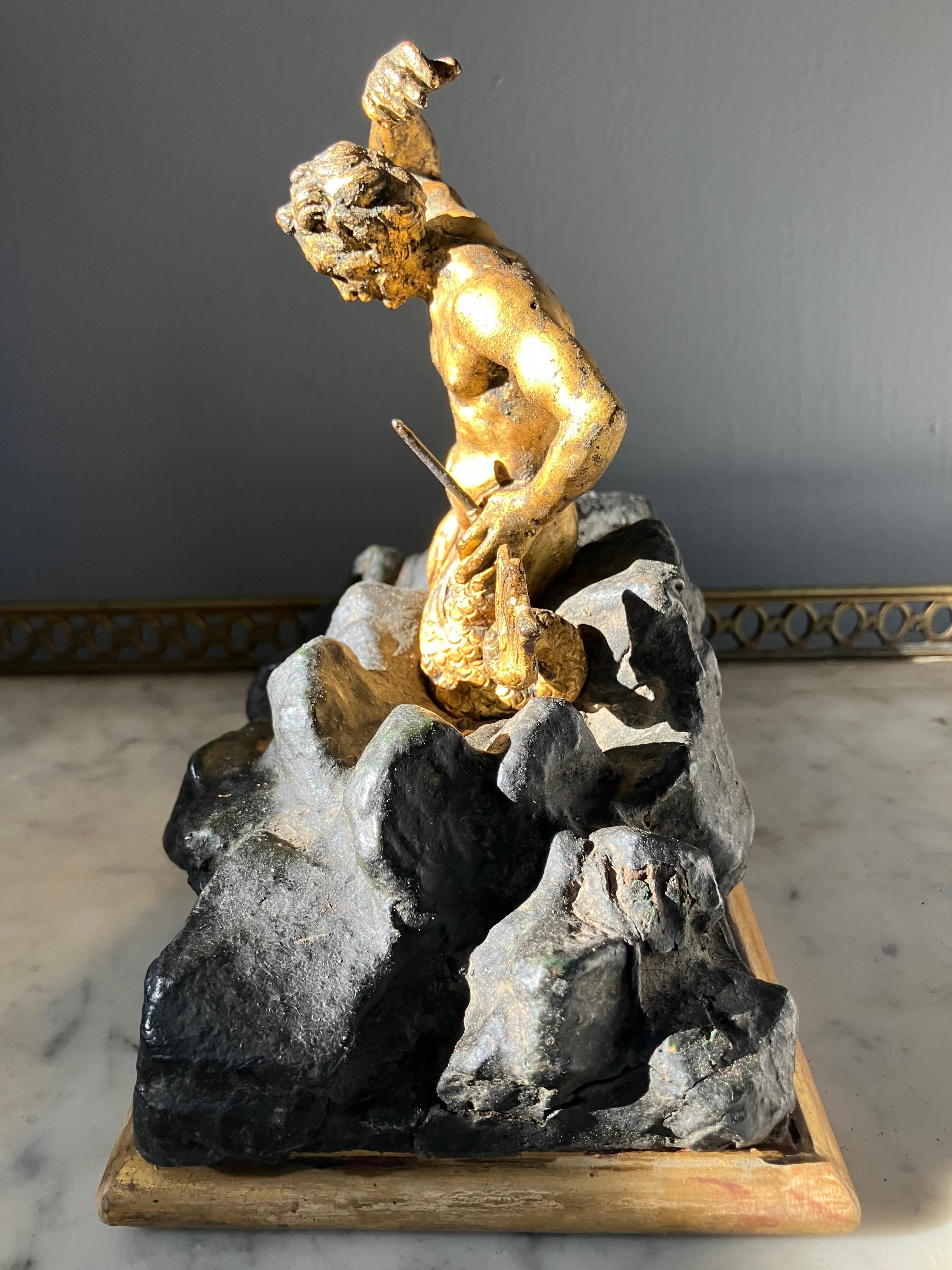 Escultura barroca Tritón Dorado en venta