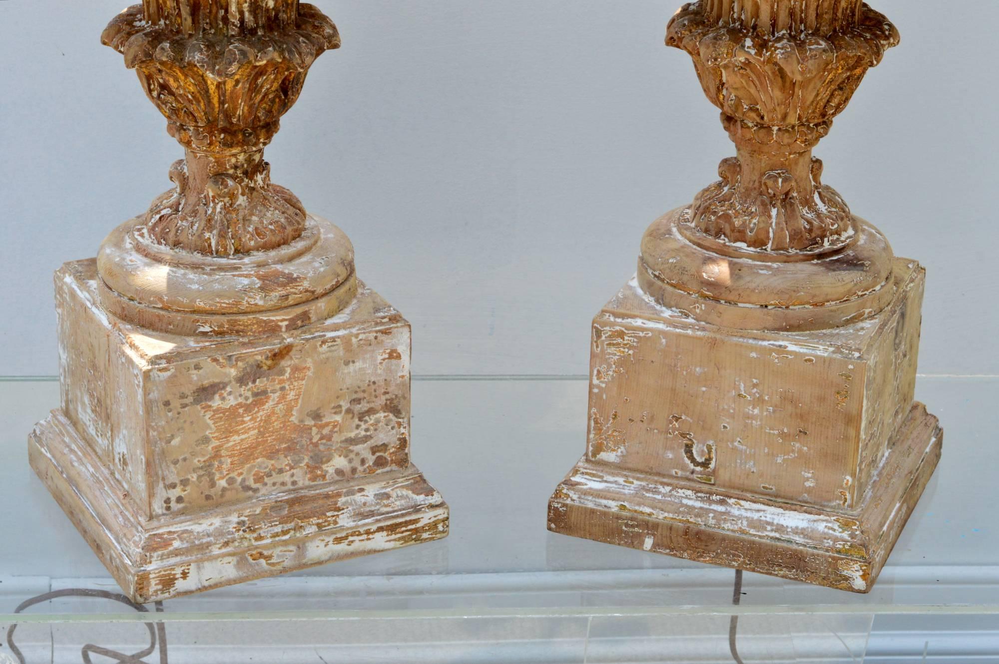 Baroque Urn Form Lamps of Pine, a Pair 2