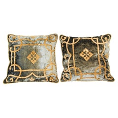 Vintage Baroque Venetian Style, Red and Gold Velvet Pillow, Elaborate Applique Work