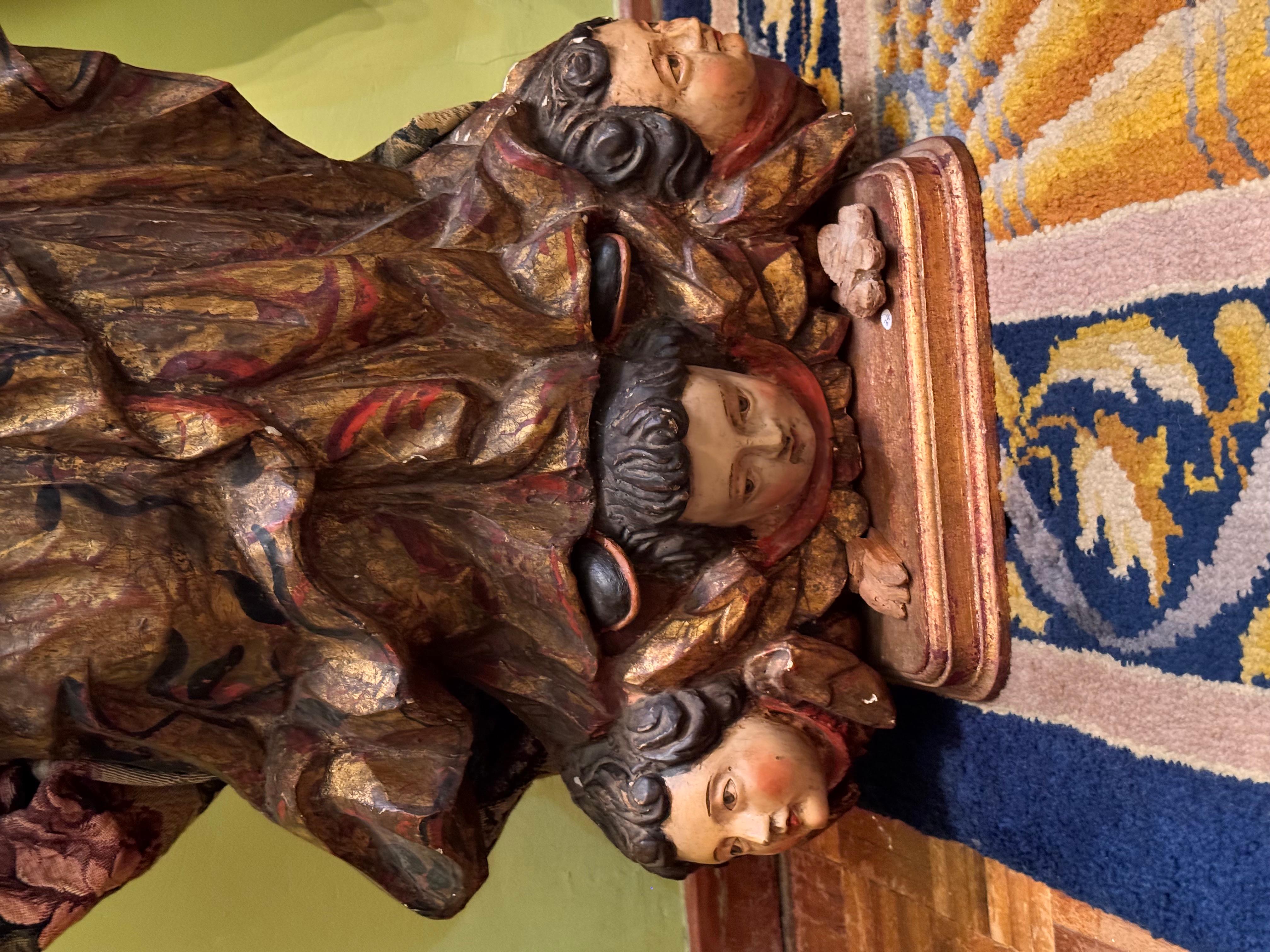 Barocco Vergine e Bambino barocco con corona d'argento peruviana, Spagna, XVIII secolo in vendita