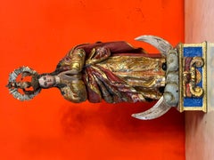 Baroque Virgin of the Immaculate Conception in polychrome and gilded wood, 17th