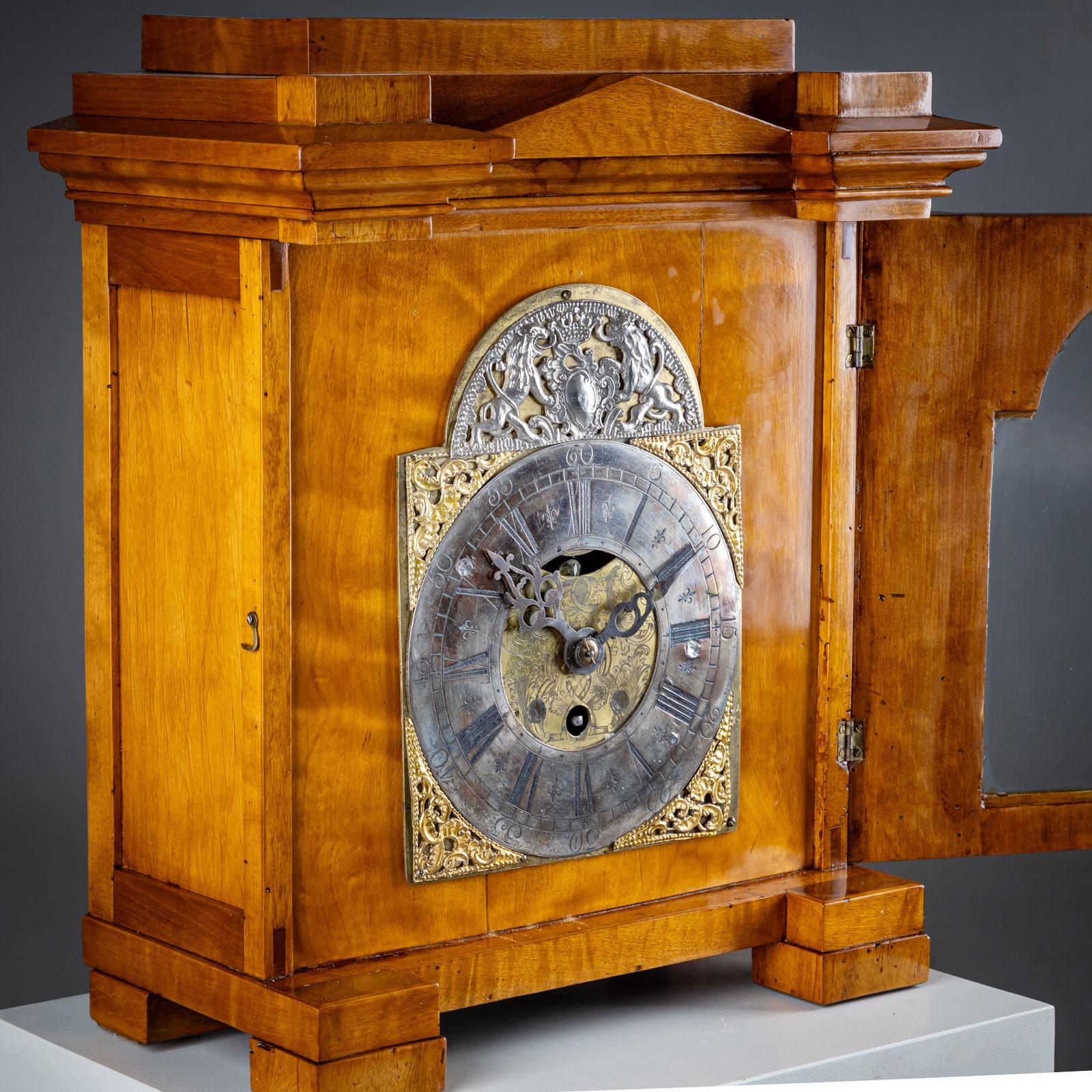European Baroque Wall Clock in a Biedermeier Case, 18th/19th Century For Sale